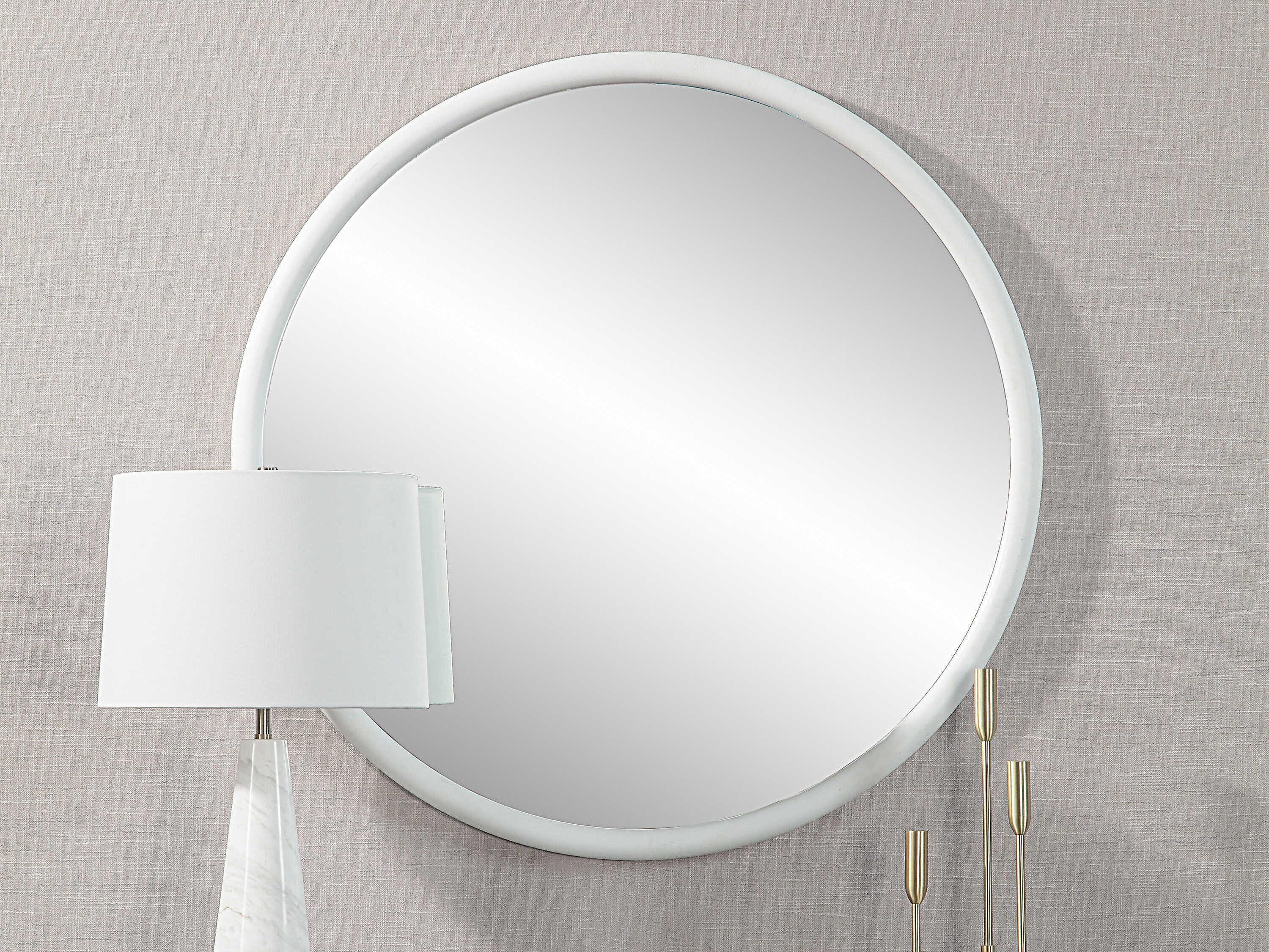 Renwil Porpoise Matte White Round Wall Mirror