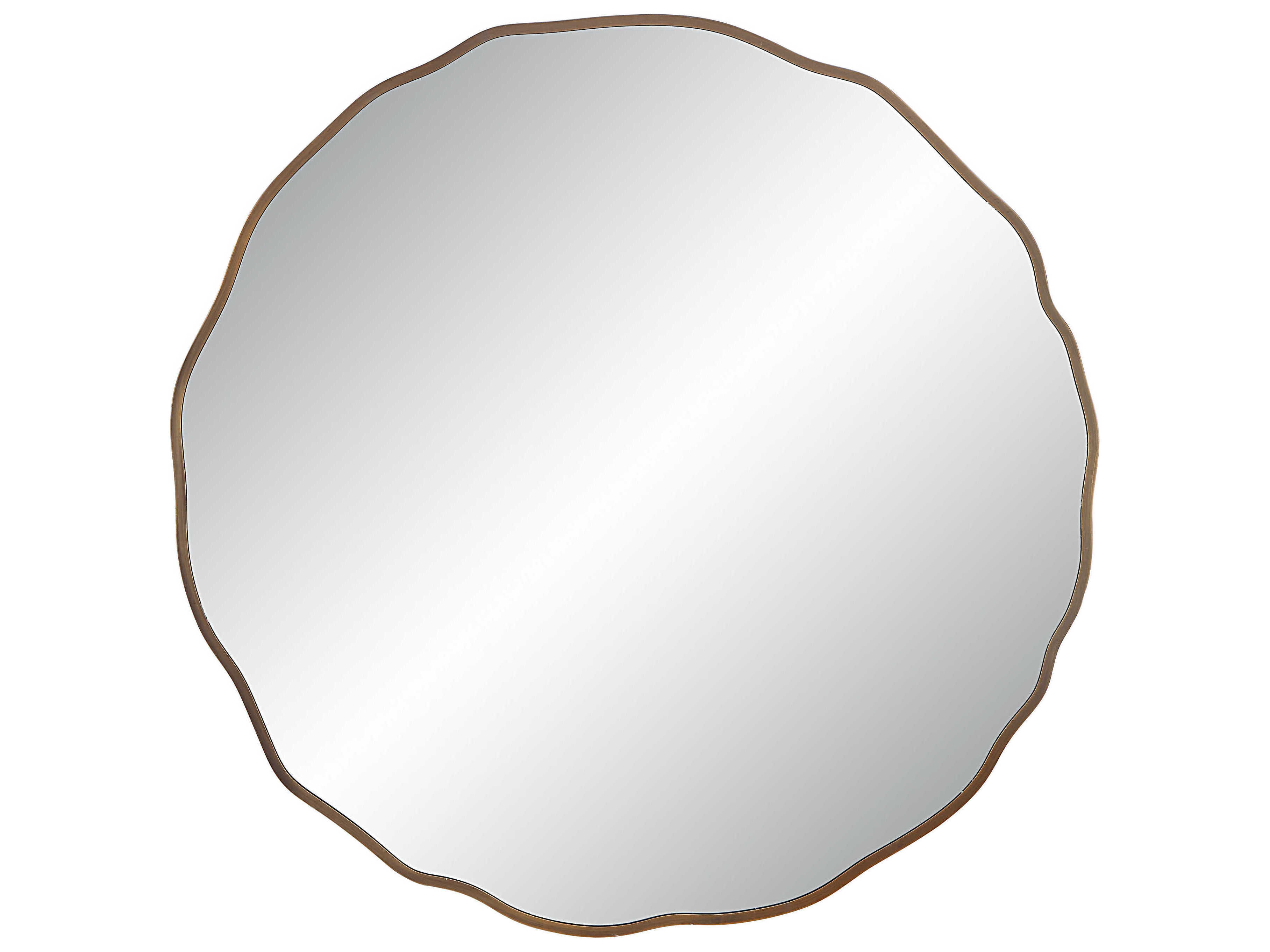 Renwil Bern Dark Antique Brushed Brass Round Wall Mirror