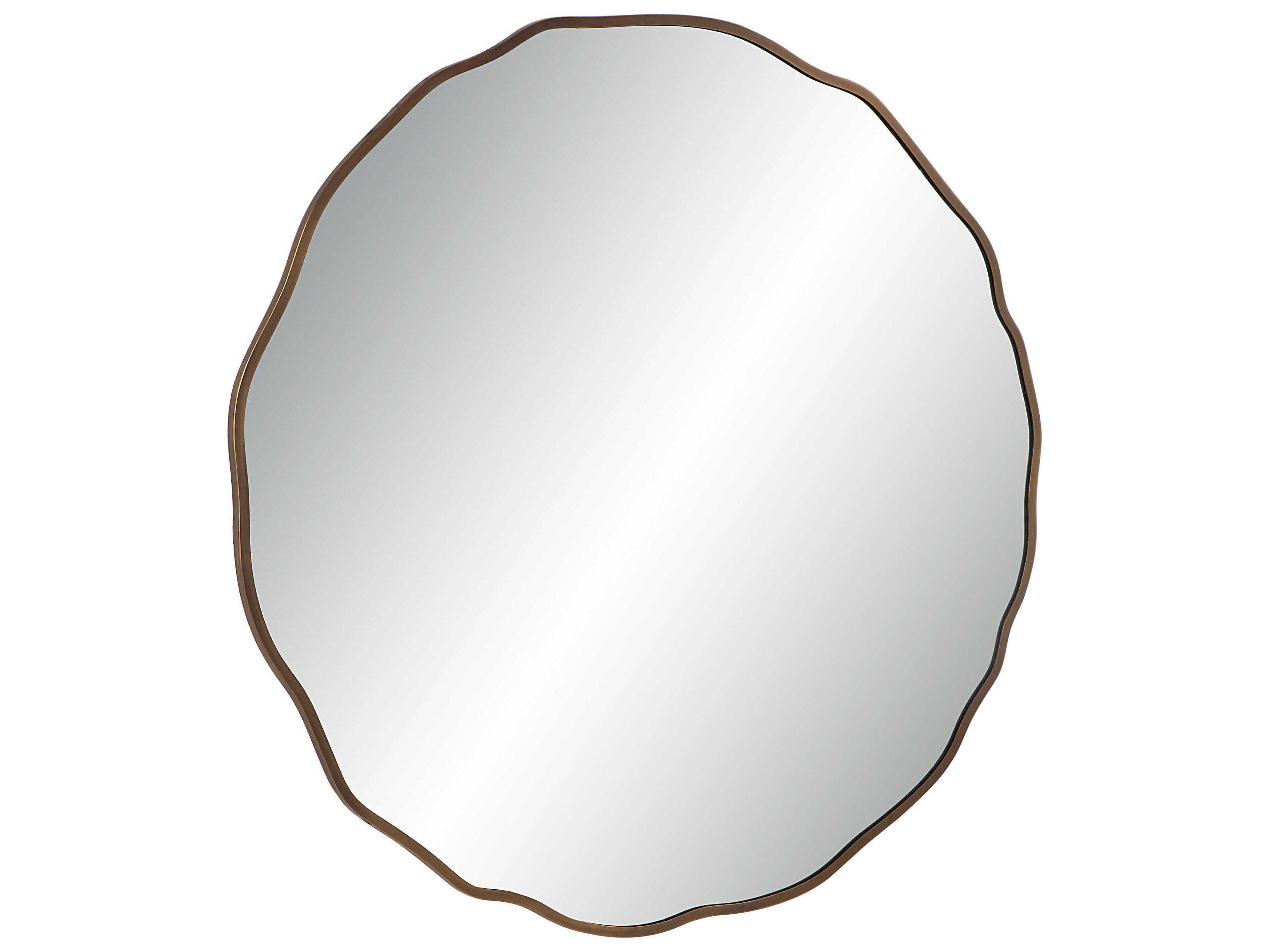 Renwil Bern Dark Antique Brushed Brass Round Wall Mirror