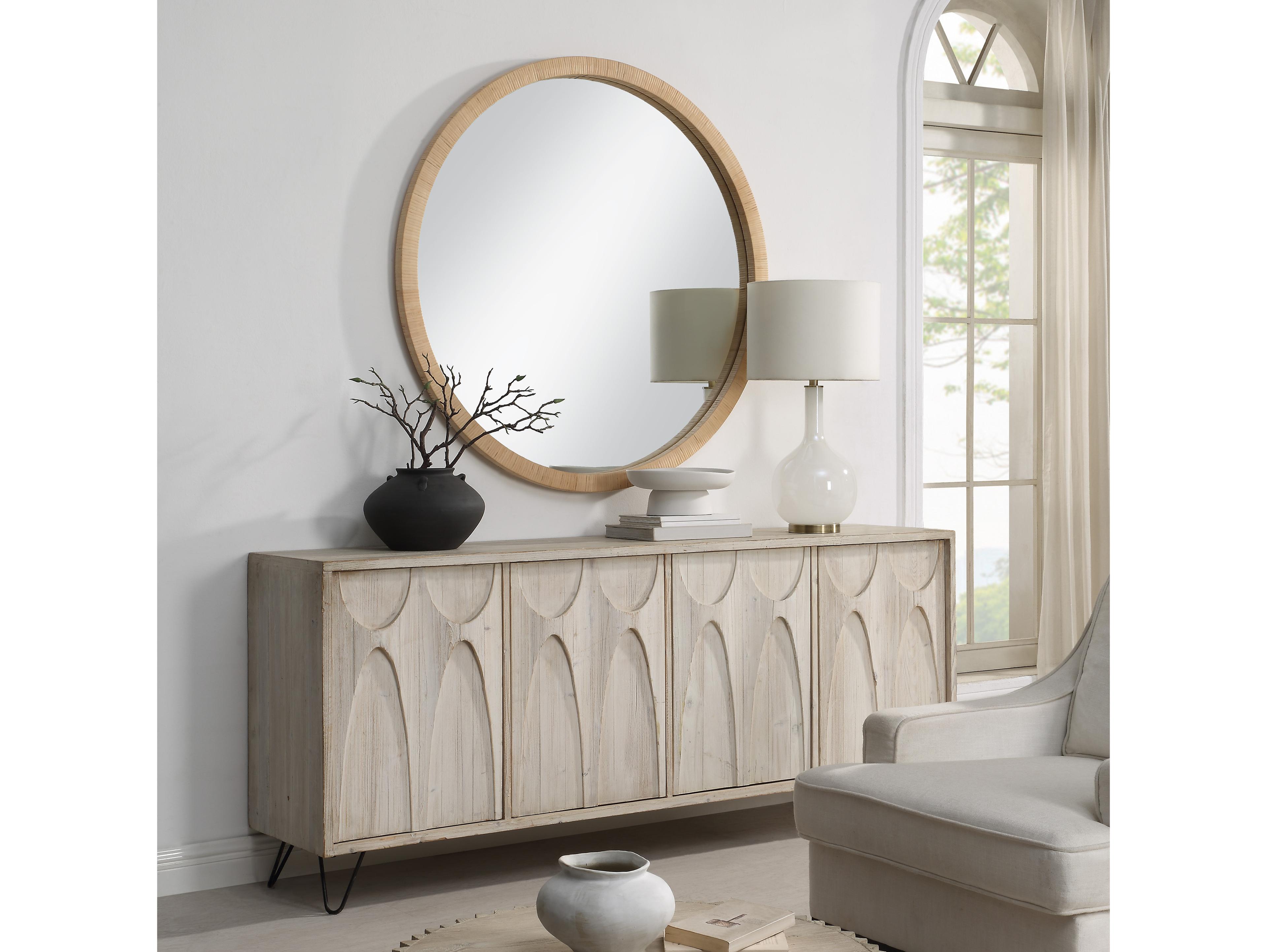 Renwil Rita Natural Round Wall Mirror