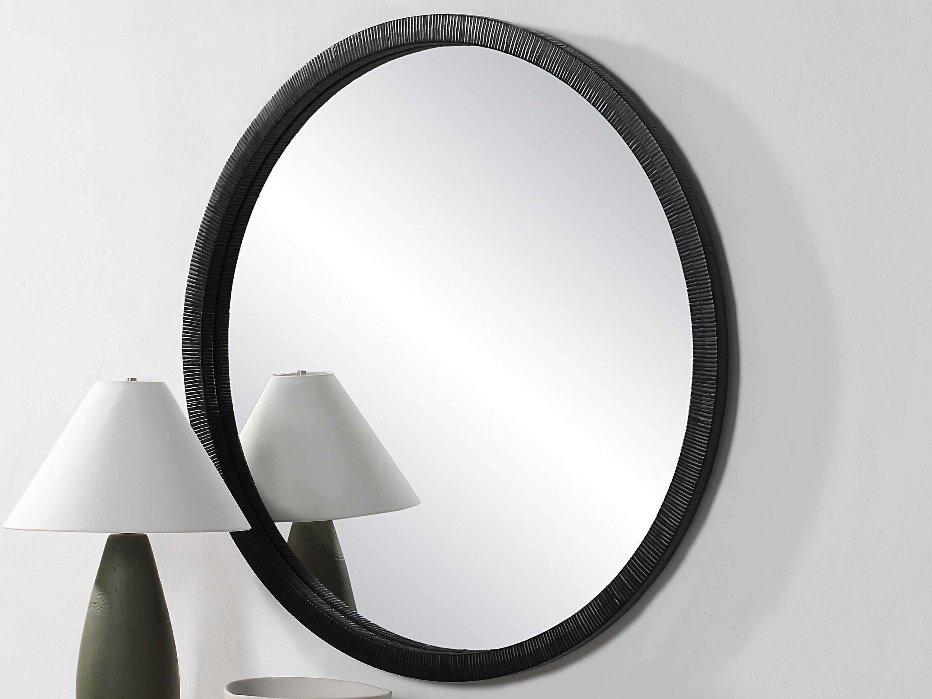 Renwil Solo Black Round Wall Mirror