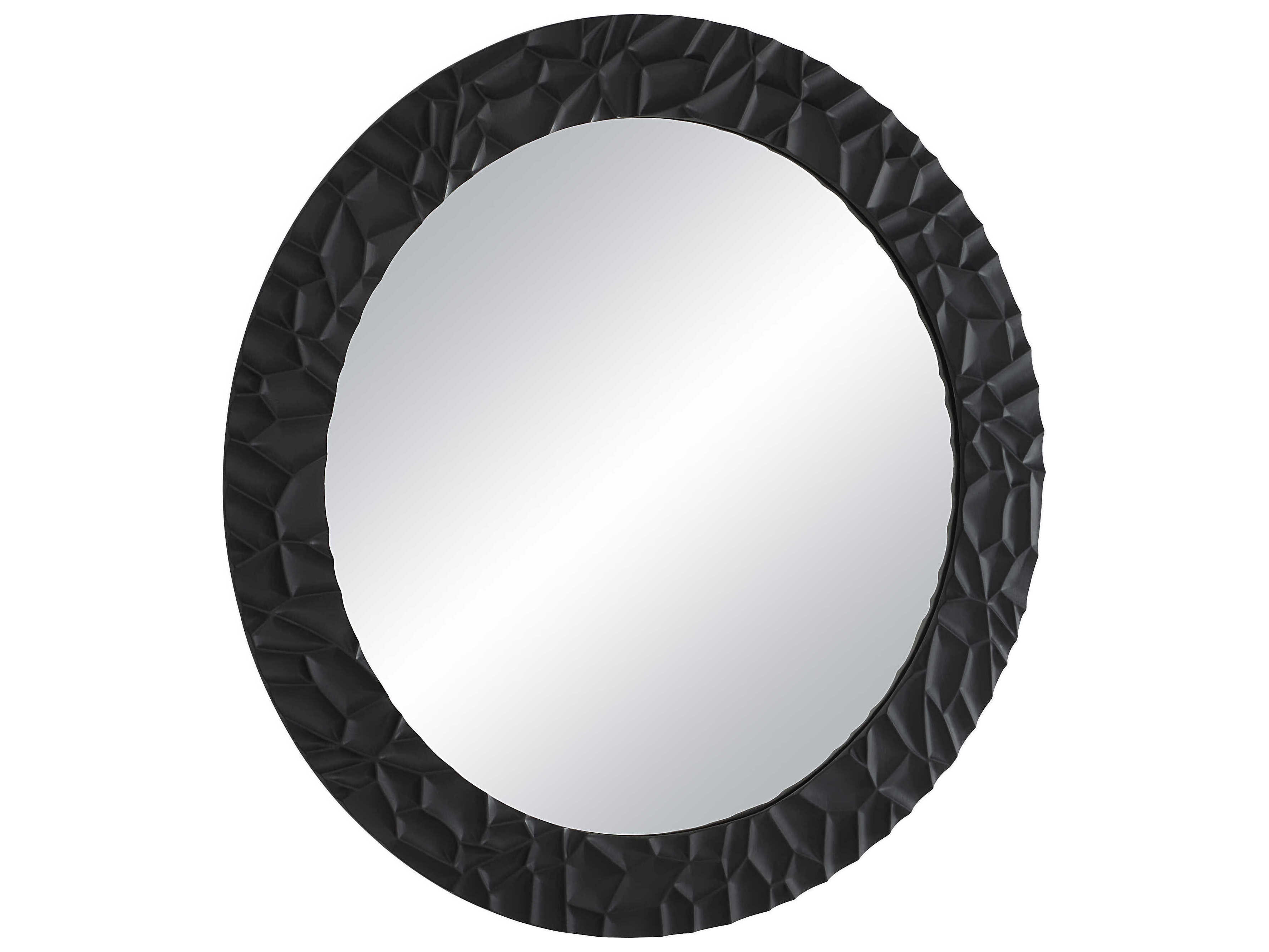 Renwil Tolima Matte Black Round Wall Mirror