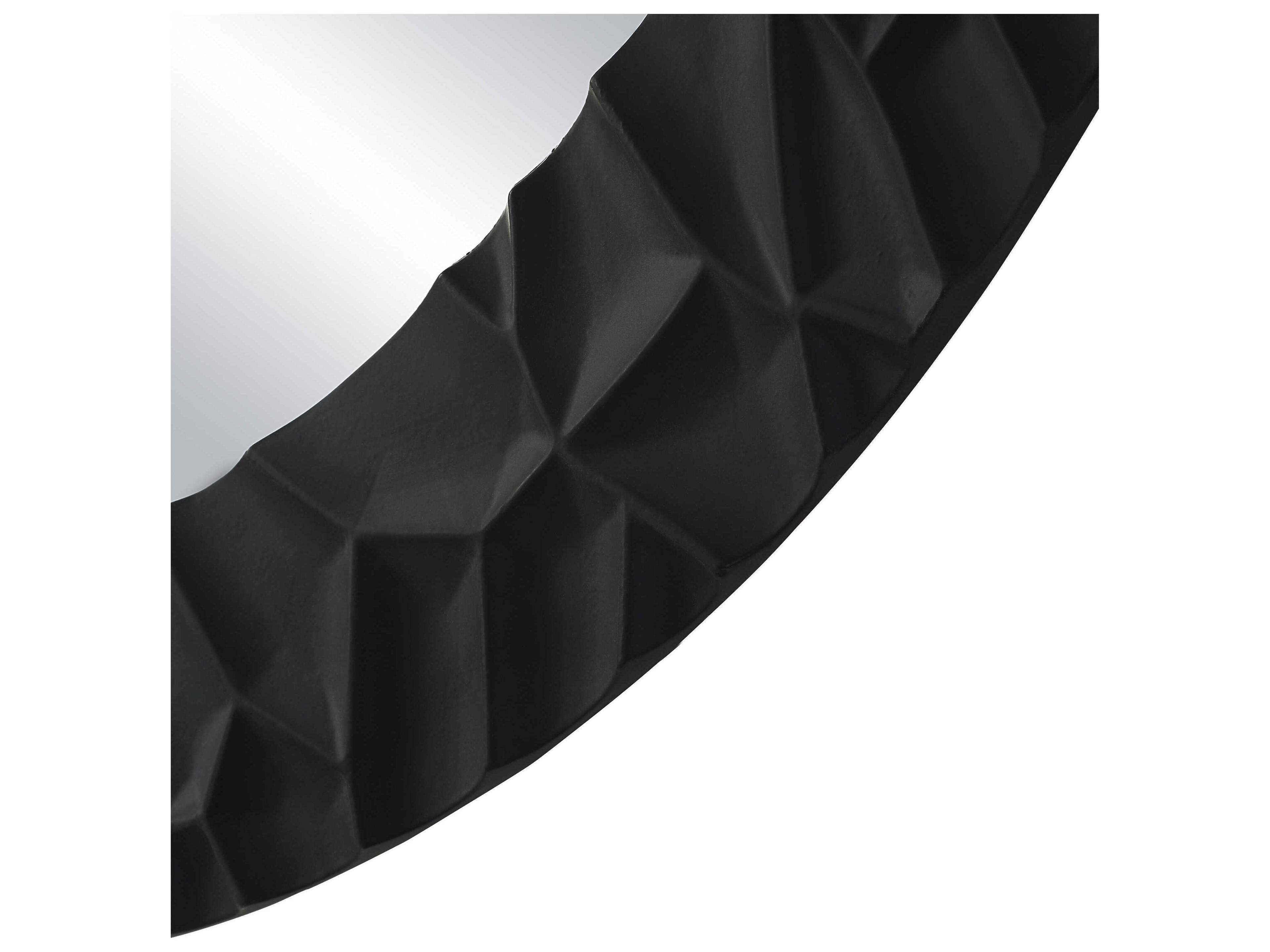 Renwil Tolima Matte Black Round Wall Mirror