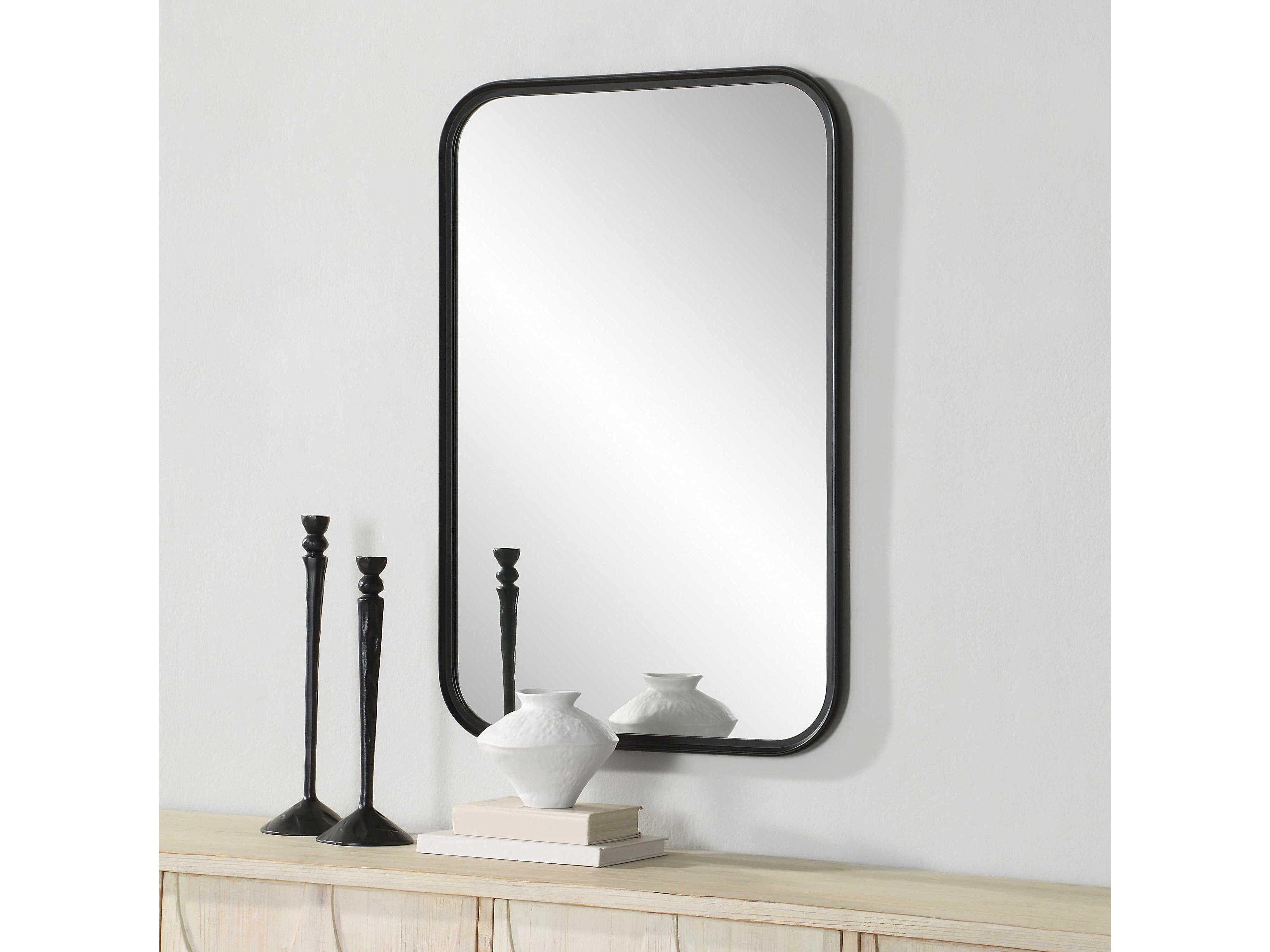 Renwil Kaja Matte Black Rectangular Wall Mirror