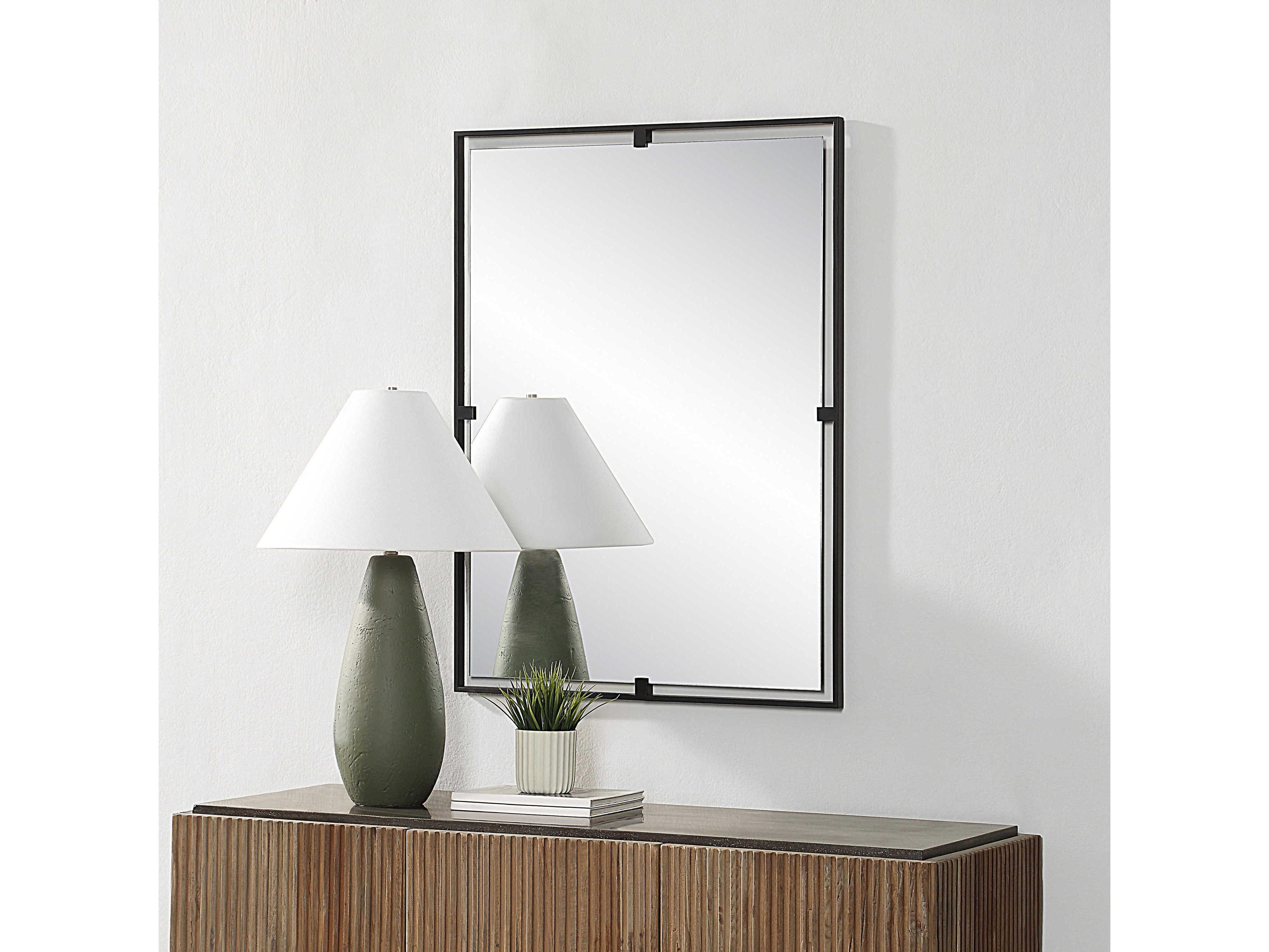 Renwil Marco Matte Black Rectangular Wall Mirror
