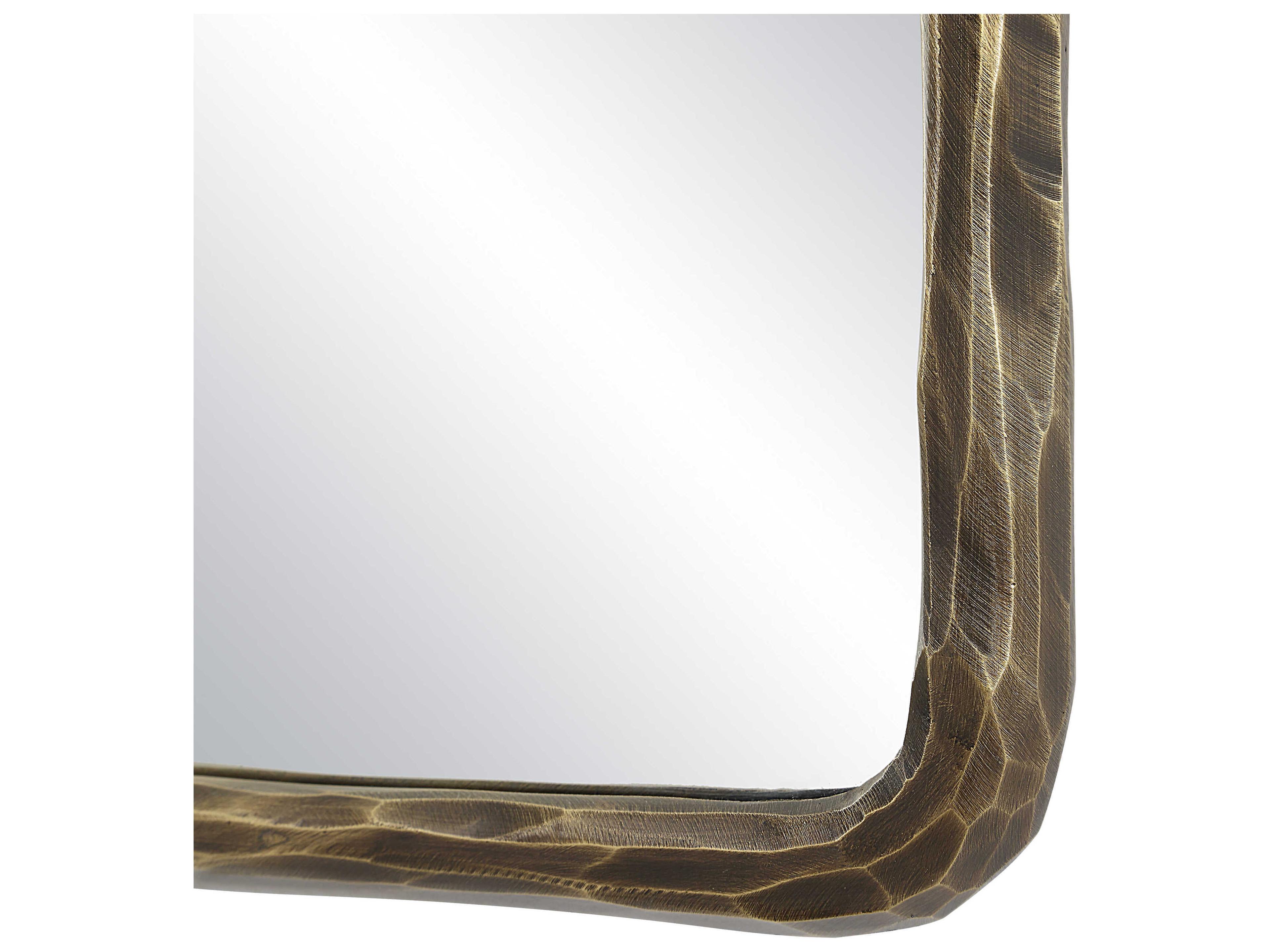 Renwil Ivory Dark Antique Brushed Brass Rectangular Wall Mirror