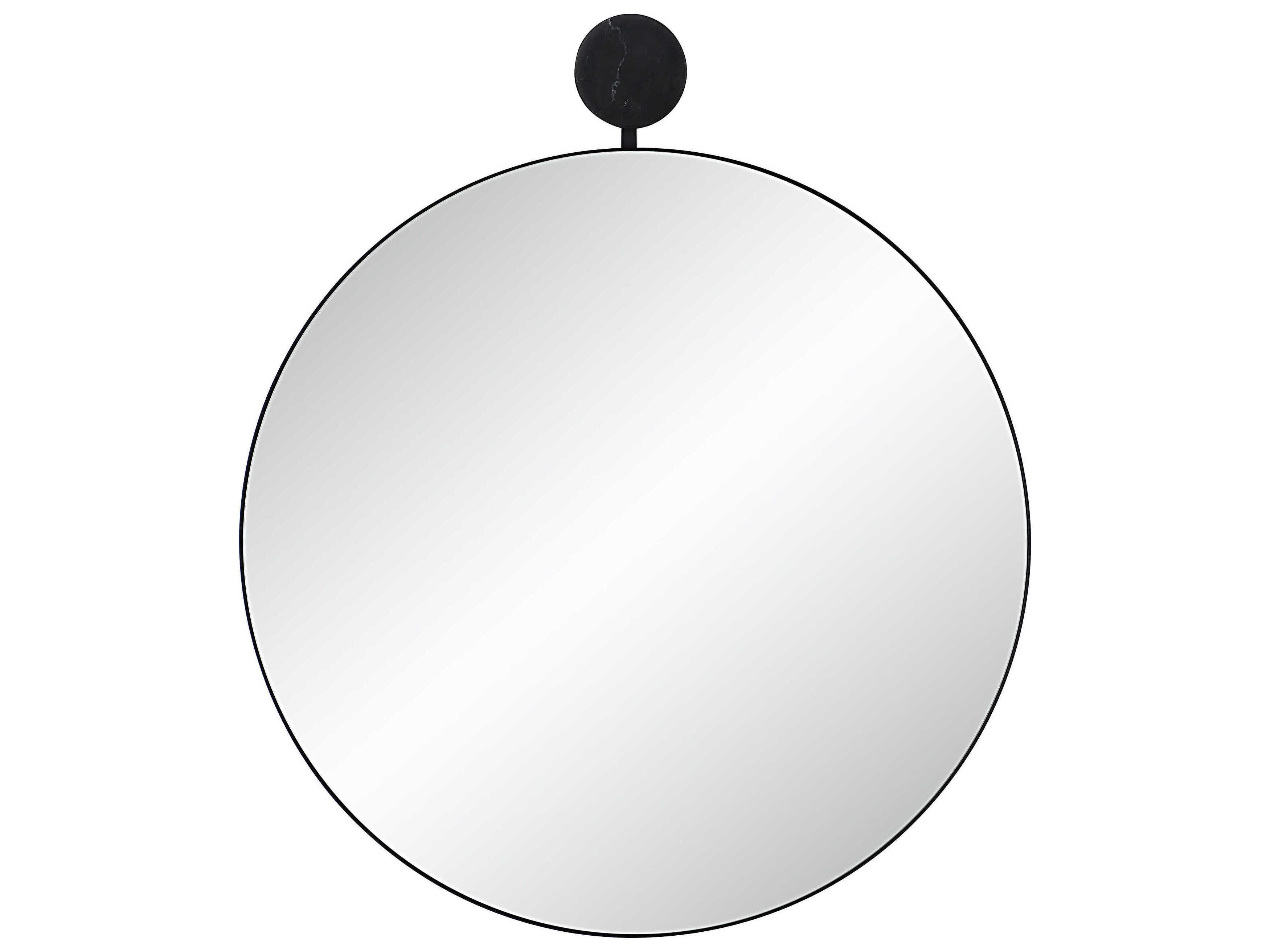 Renwil Adamas Matte Black Round Wall Mirror