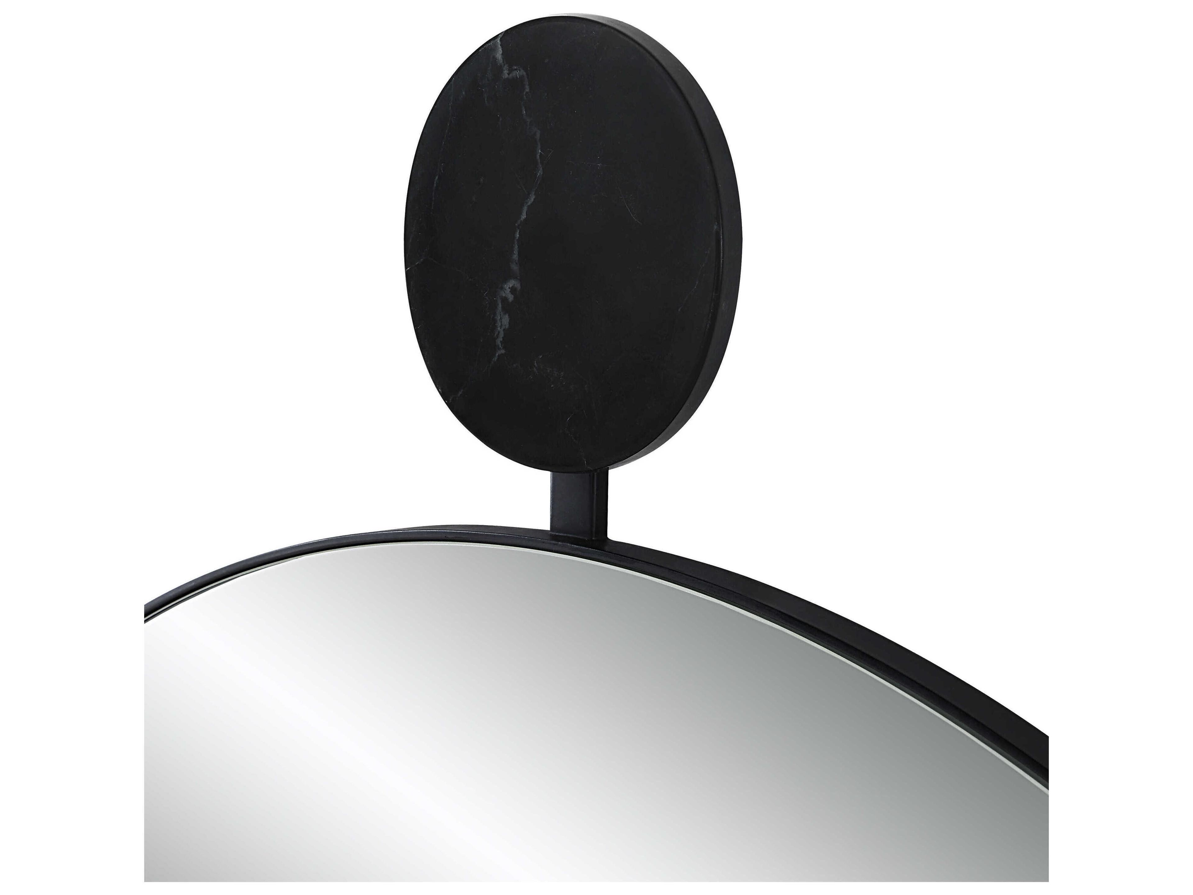 Renwil Adamas Matte Black Round Wall Mirror