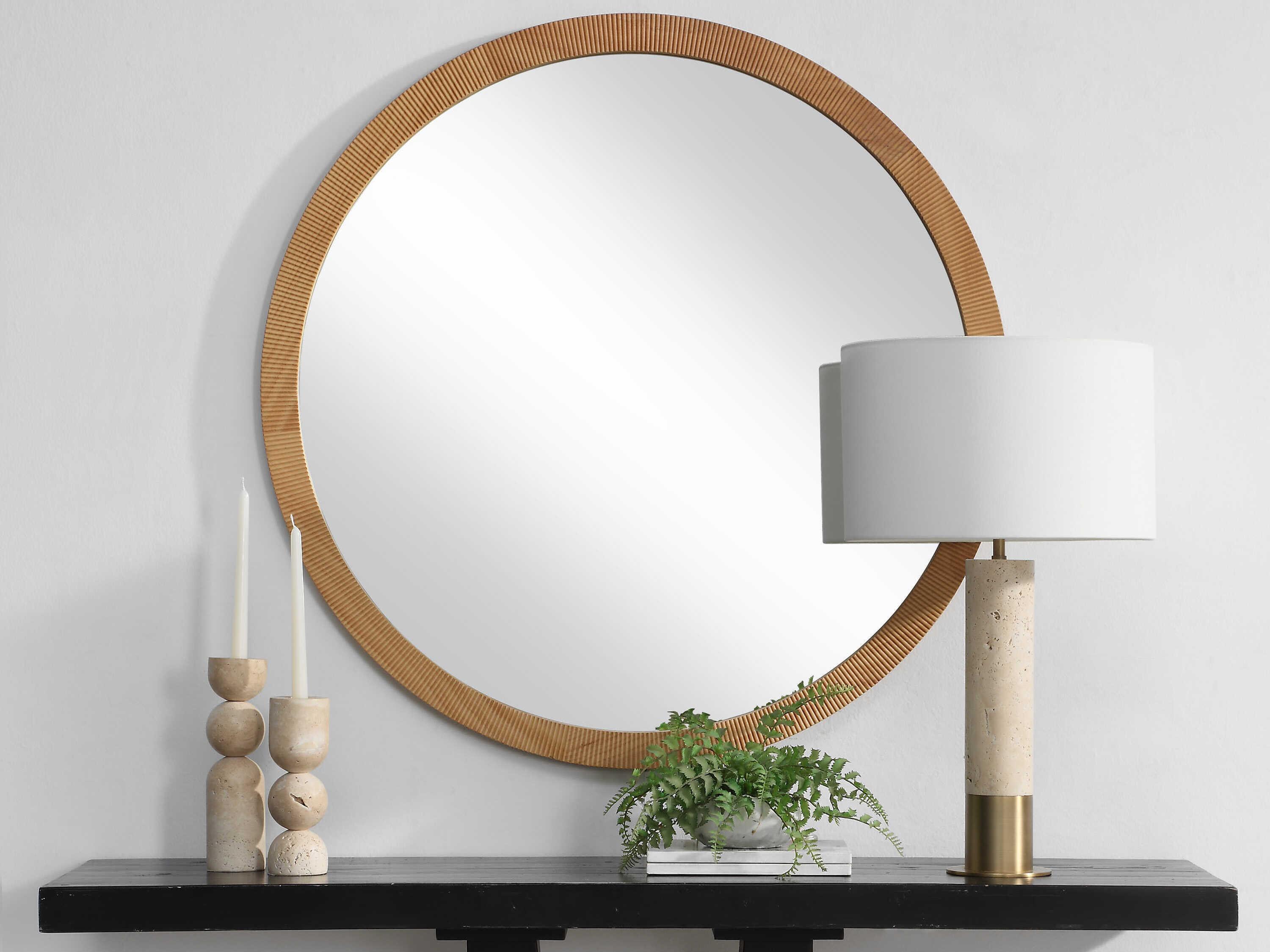 Renwil Noto Natural Round Wall Mirror