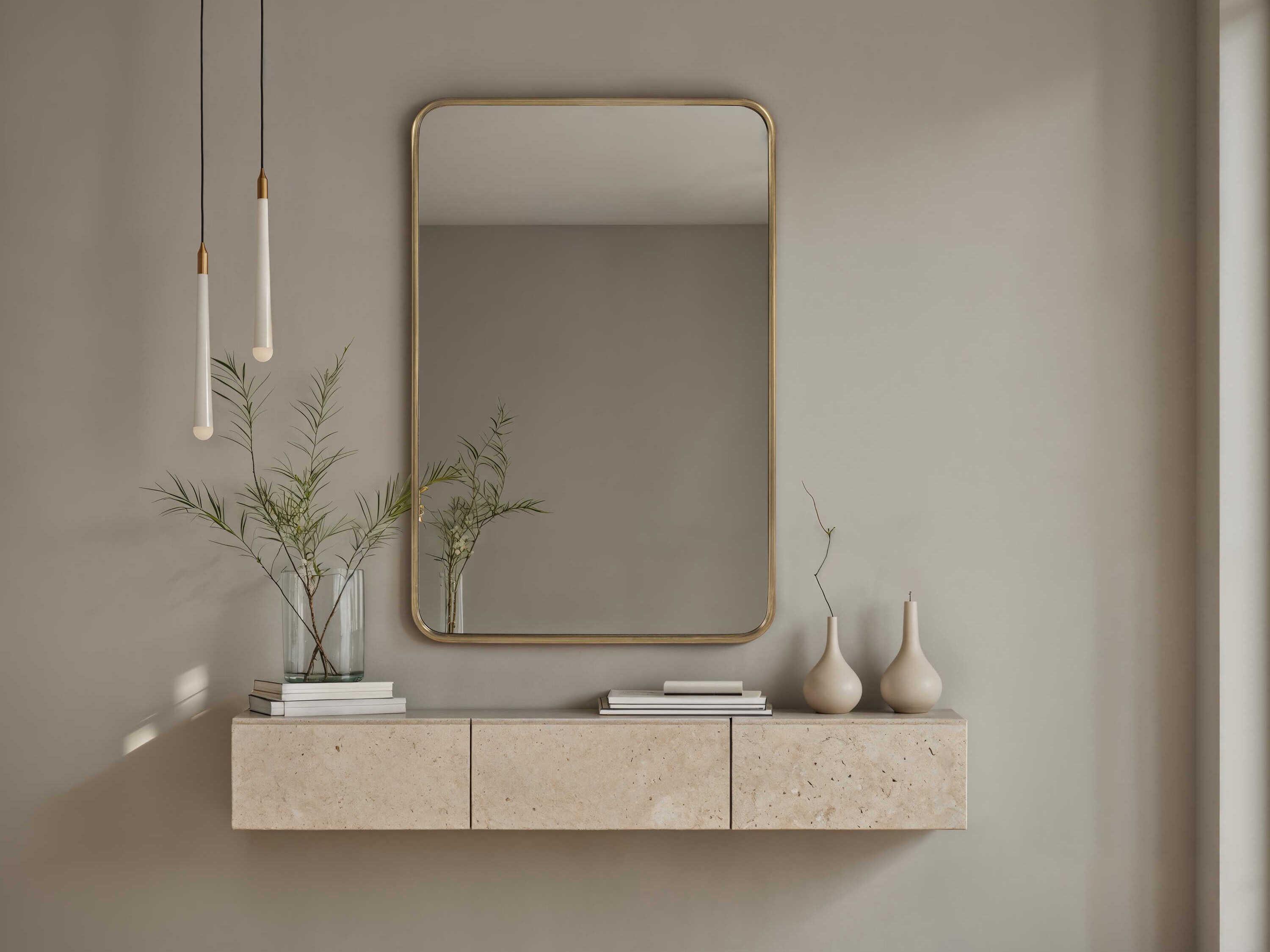 Renwil Franca Dark Antique Brushed Brass Rectangular Wall Mirror