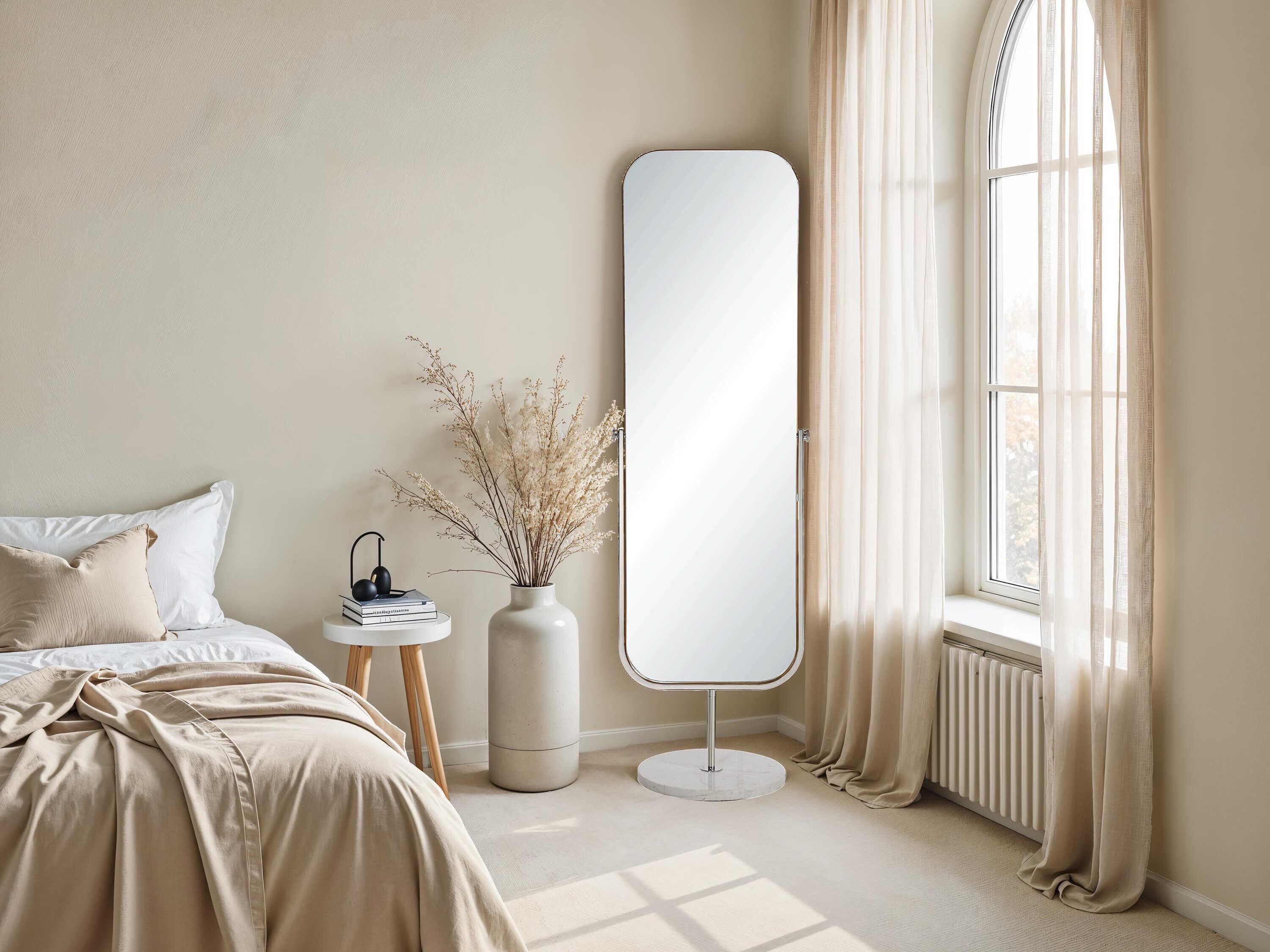 Renwil Mandra Polished Nickel Rectangular Floor Mirror