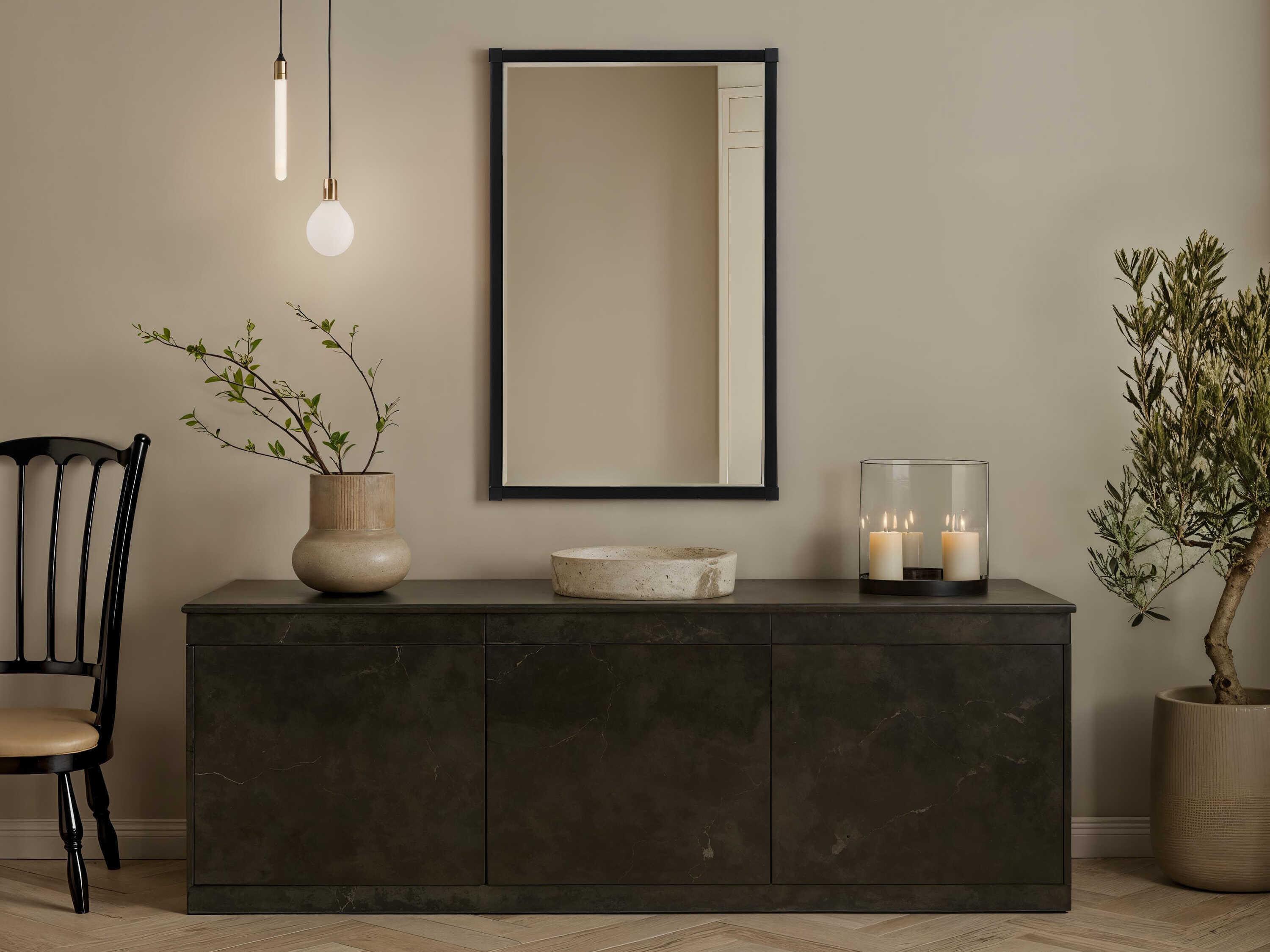 Renwil Kauri Matte Black Rectangular Wall Mirror