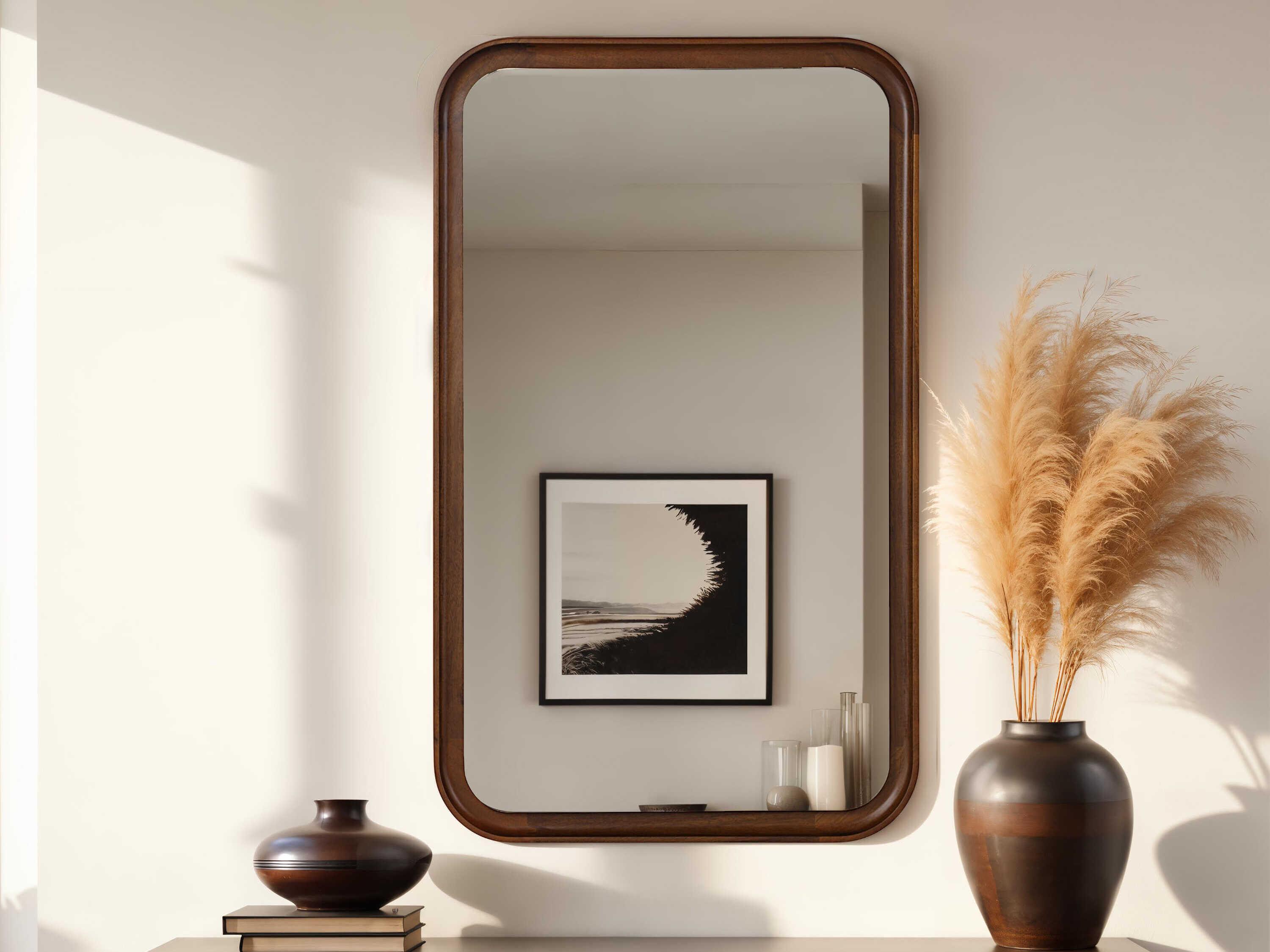 Renwil Salvia Walnut Rectangular Wall Mirror