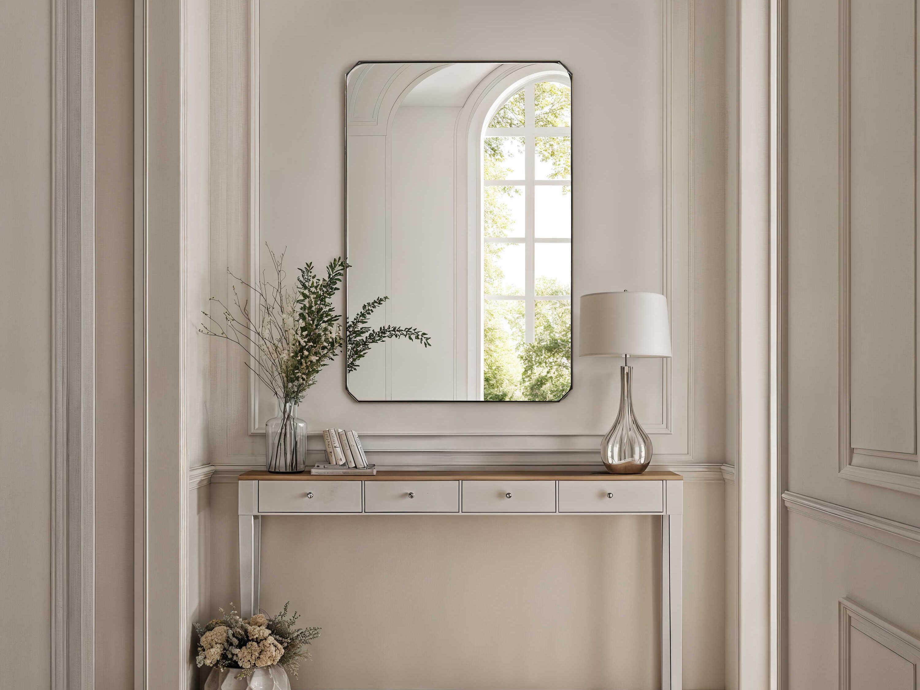 Renwil Nate Plated Dark Antique Brushed Brass Rectangular Wall Mirror