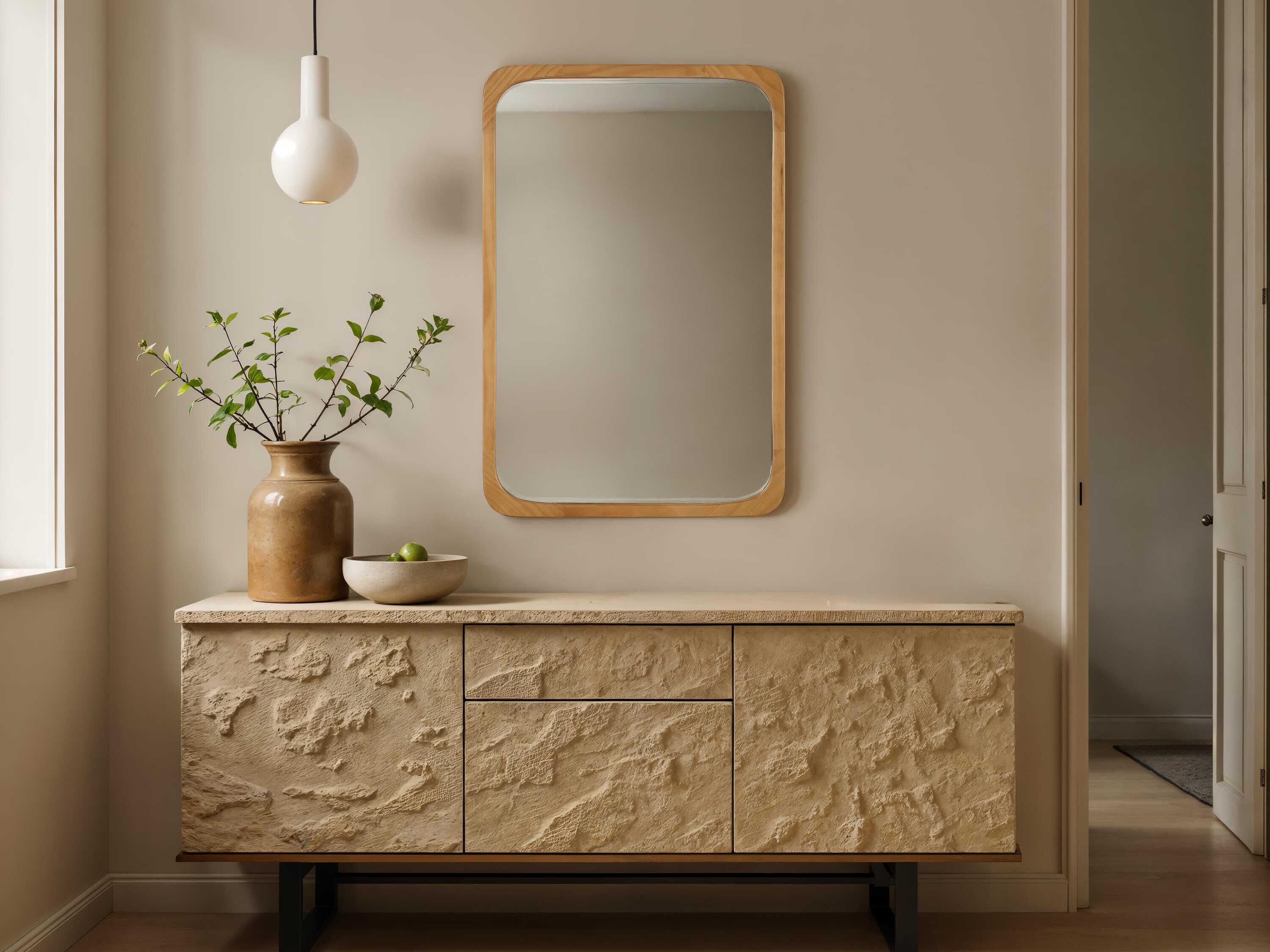 Renwil Scisto Natural Rectangular Wall Mirror
