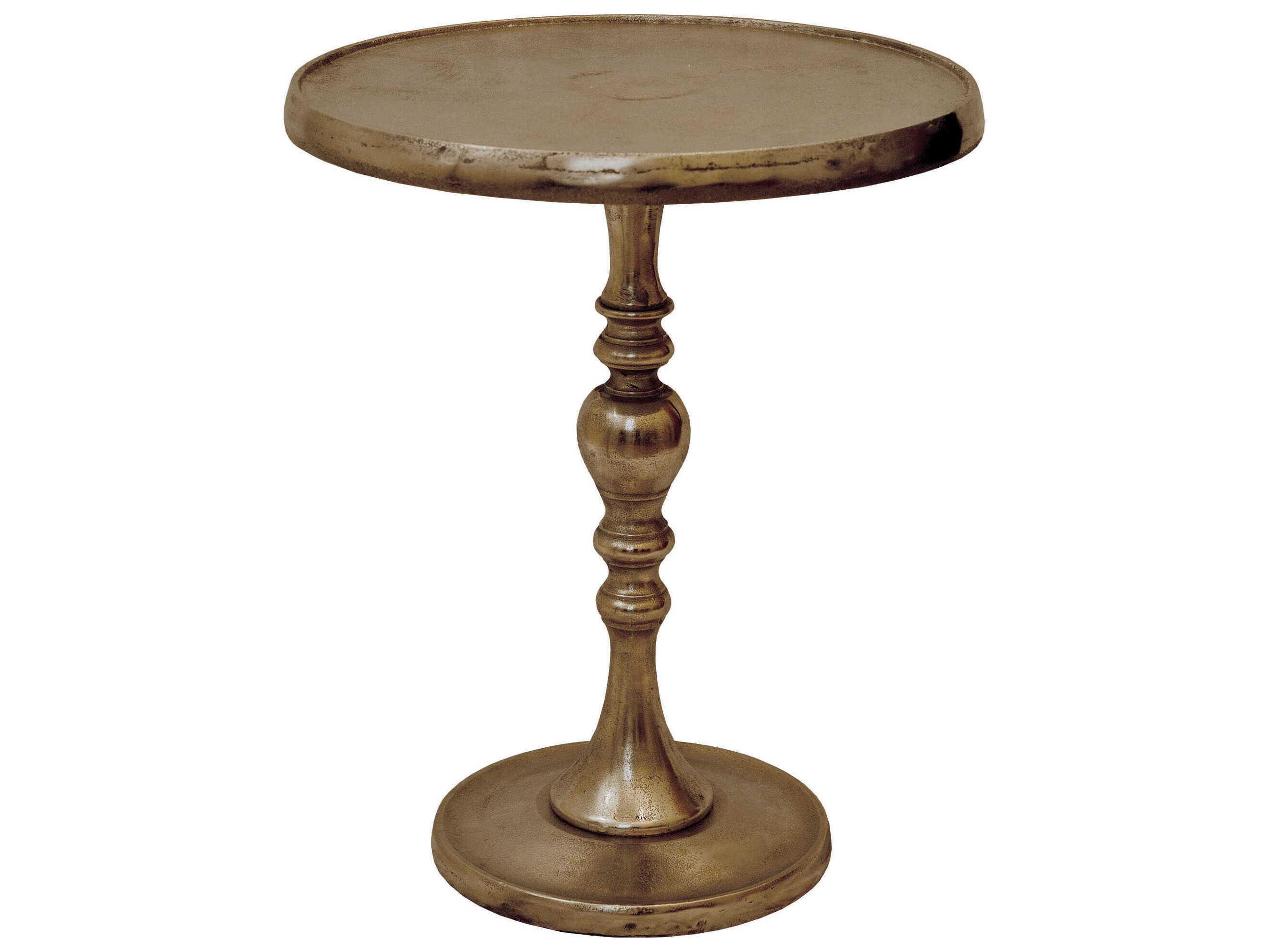 Renwil Romina Round Metal Antique Brass End Table