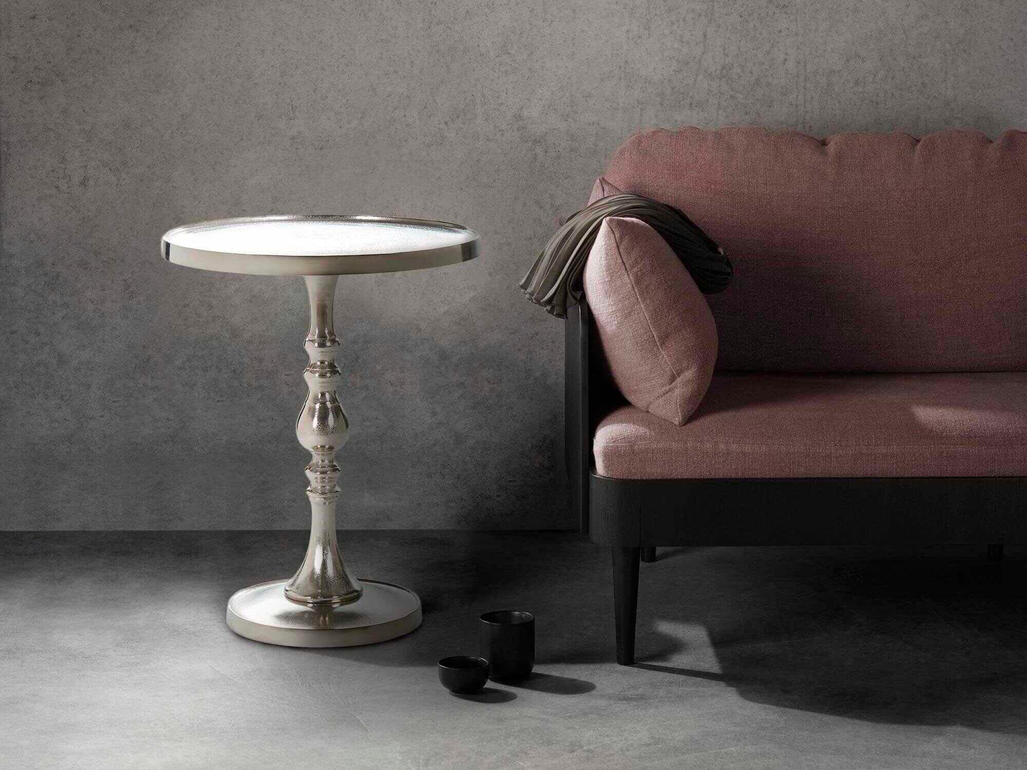 Renwil Romina Round Metal Nickel End Table