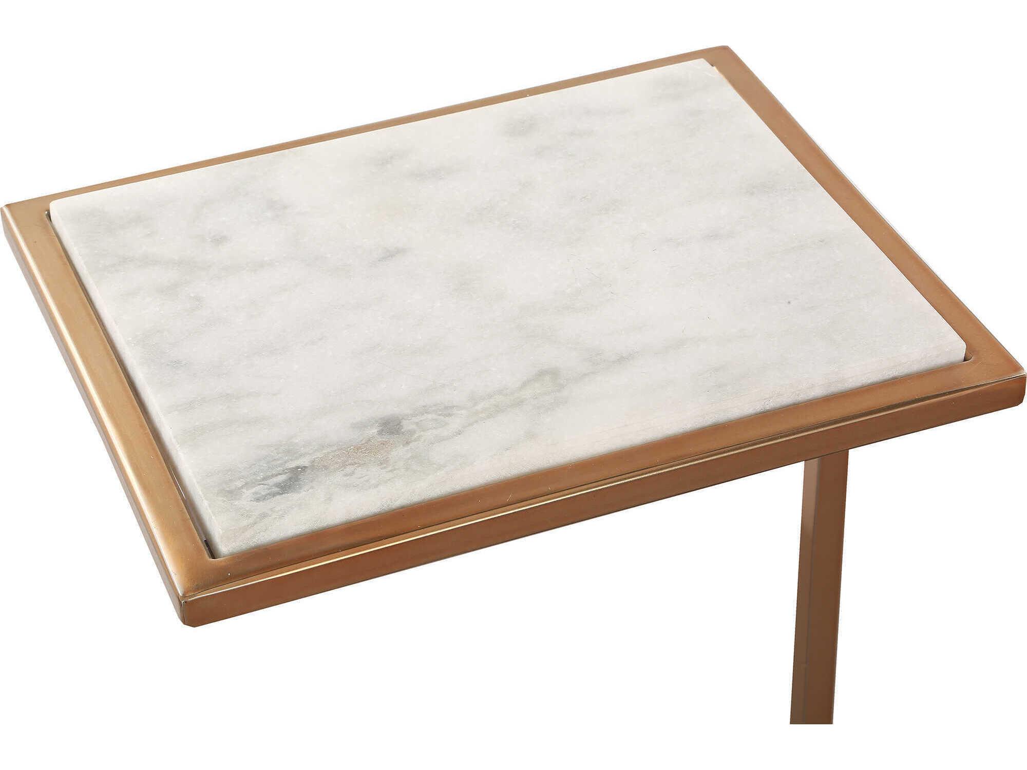 Renwil Delma Rectangular Marble White End Table
