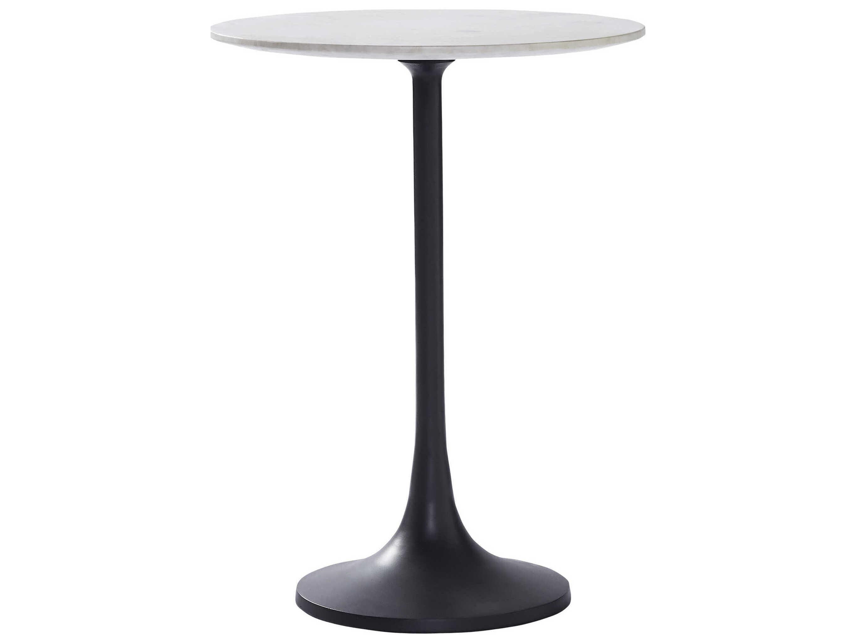 Renwil Mortain Round Marble Black End Table