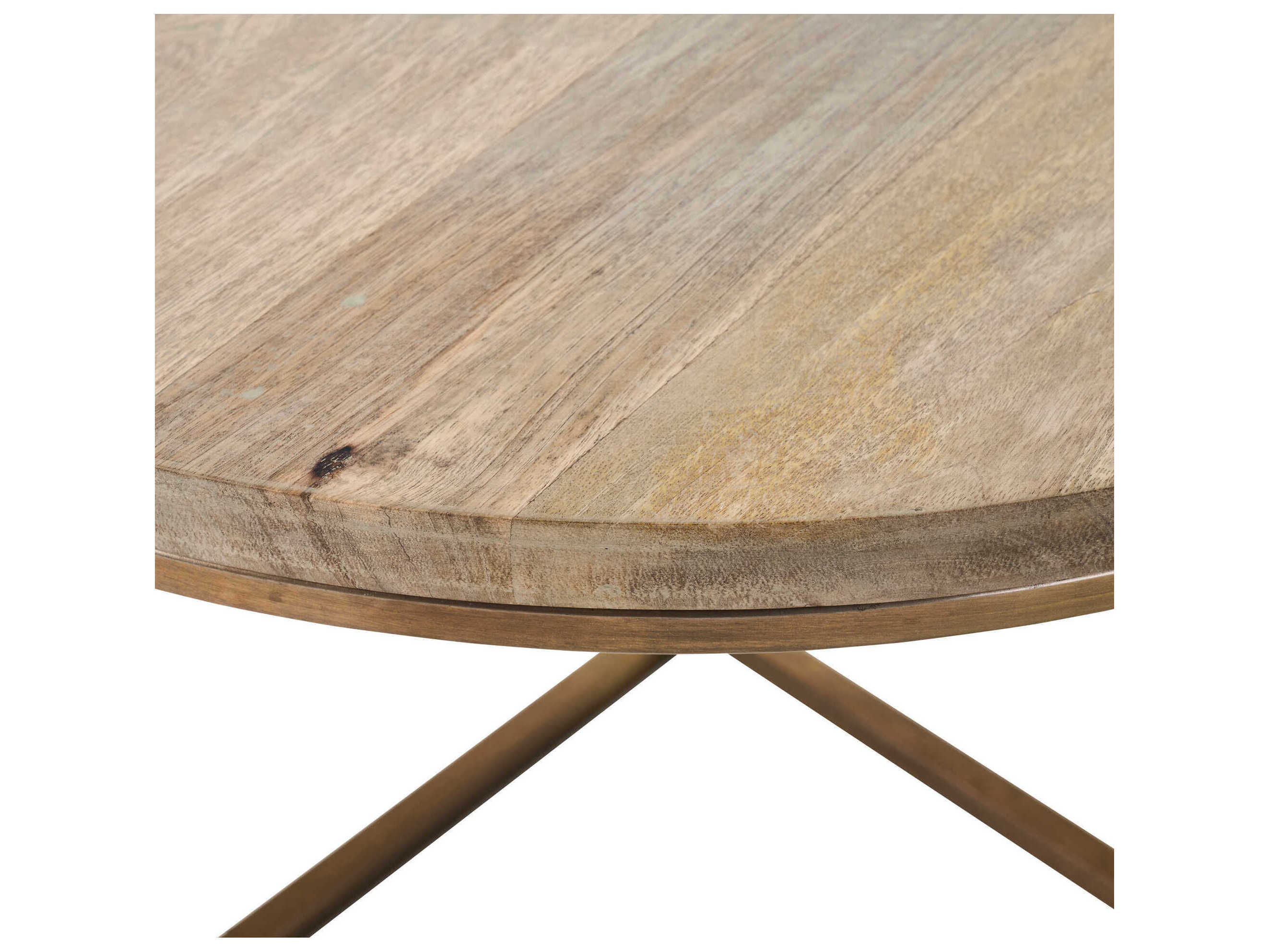 Renwil Liana Round Wood Antique Brass Coffee Table