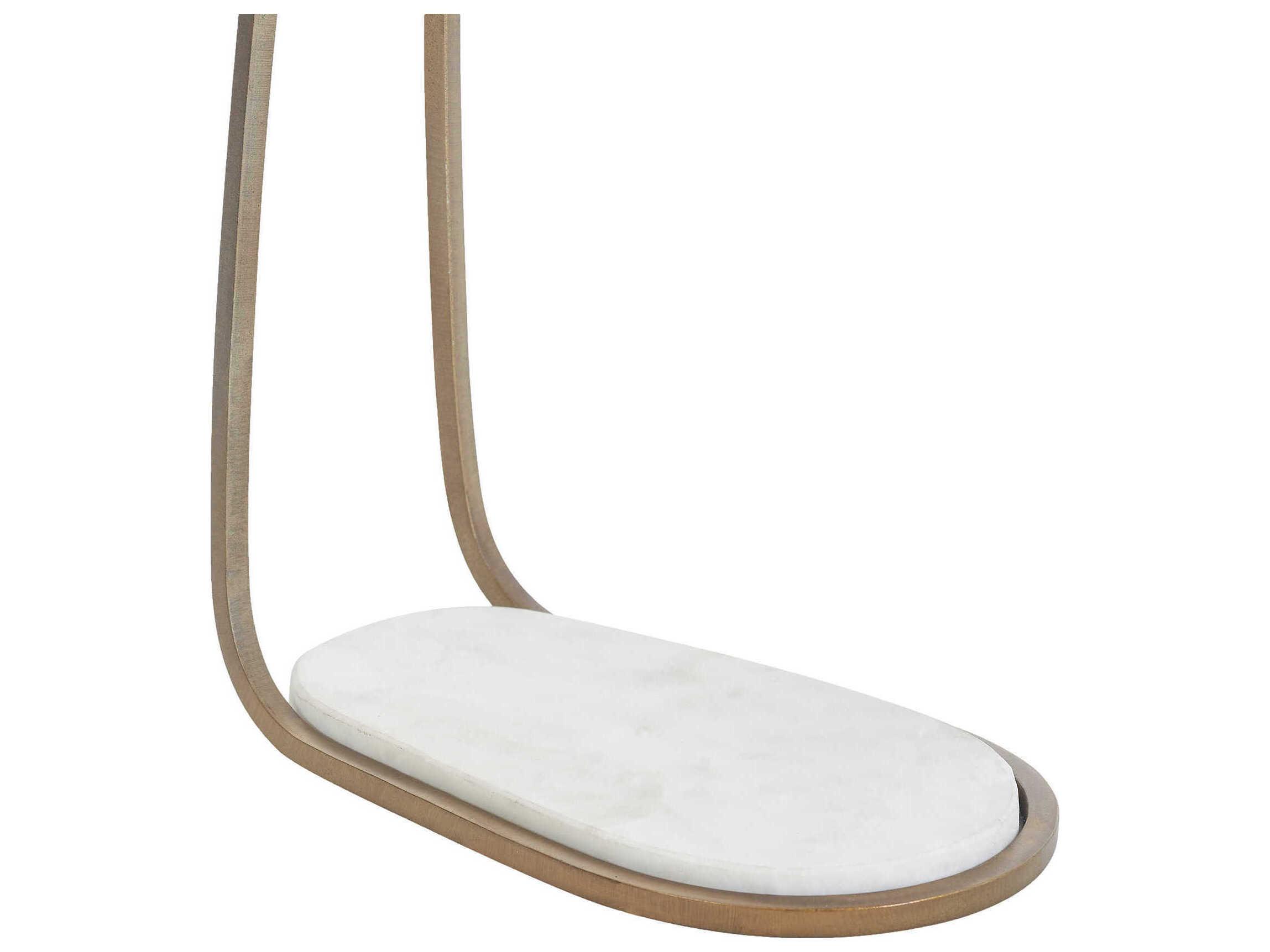 Renwil Balam Oval Marble Antique Brass End Table