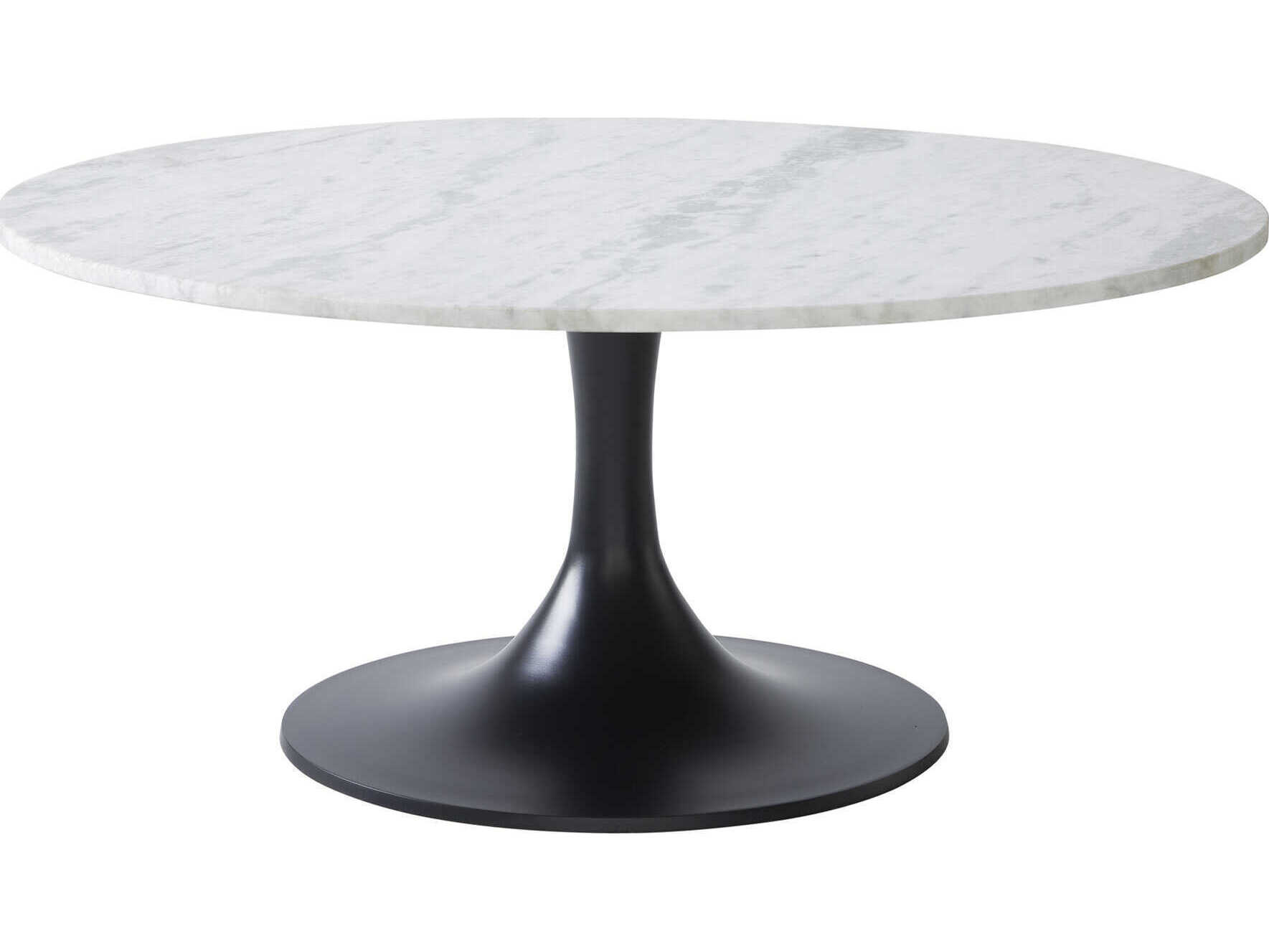 Renwil Lovisa Round Marble Antique Brass Coffee Table