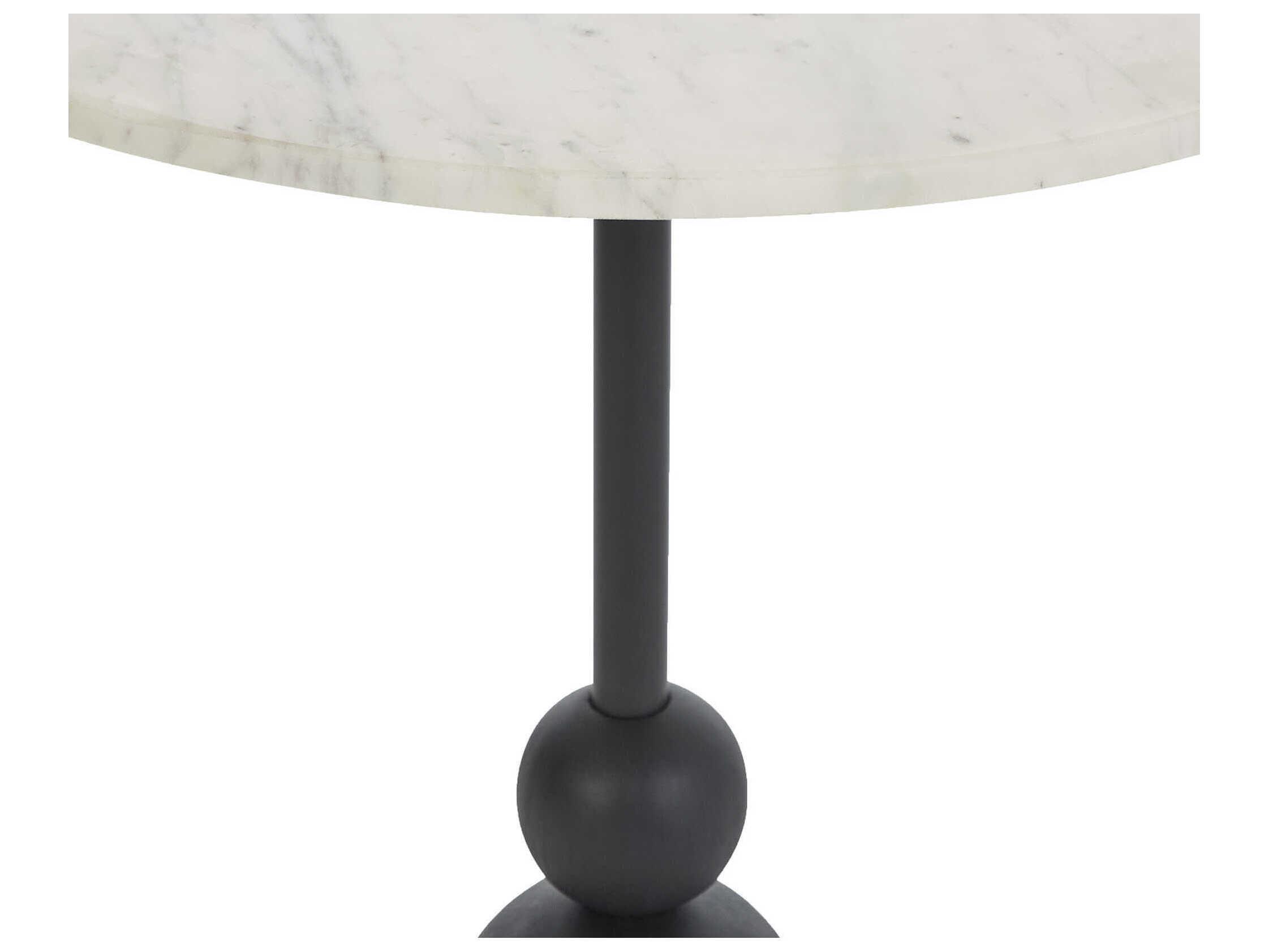 Renwil Corrine Round Marble Matte Black End Table