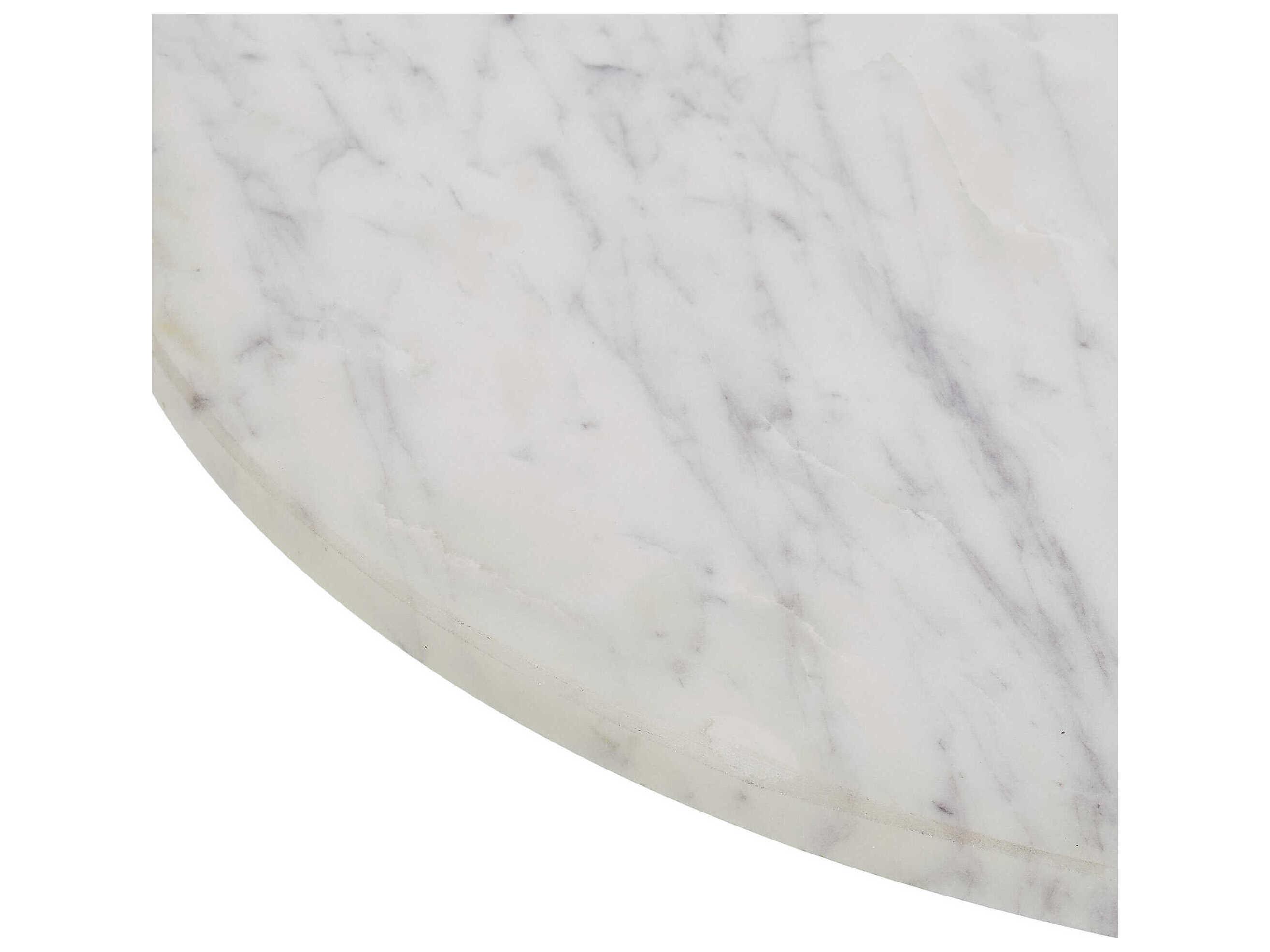 Renwil Corrine Round Marble Matte Black End Table