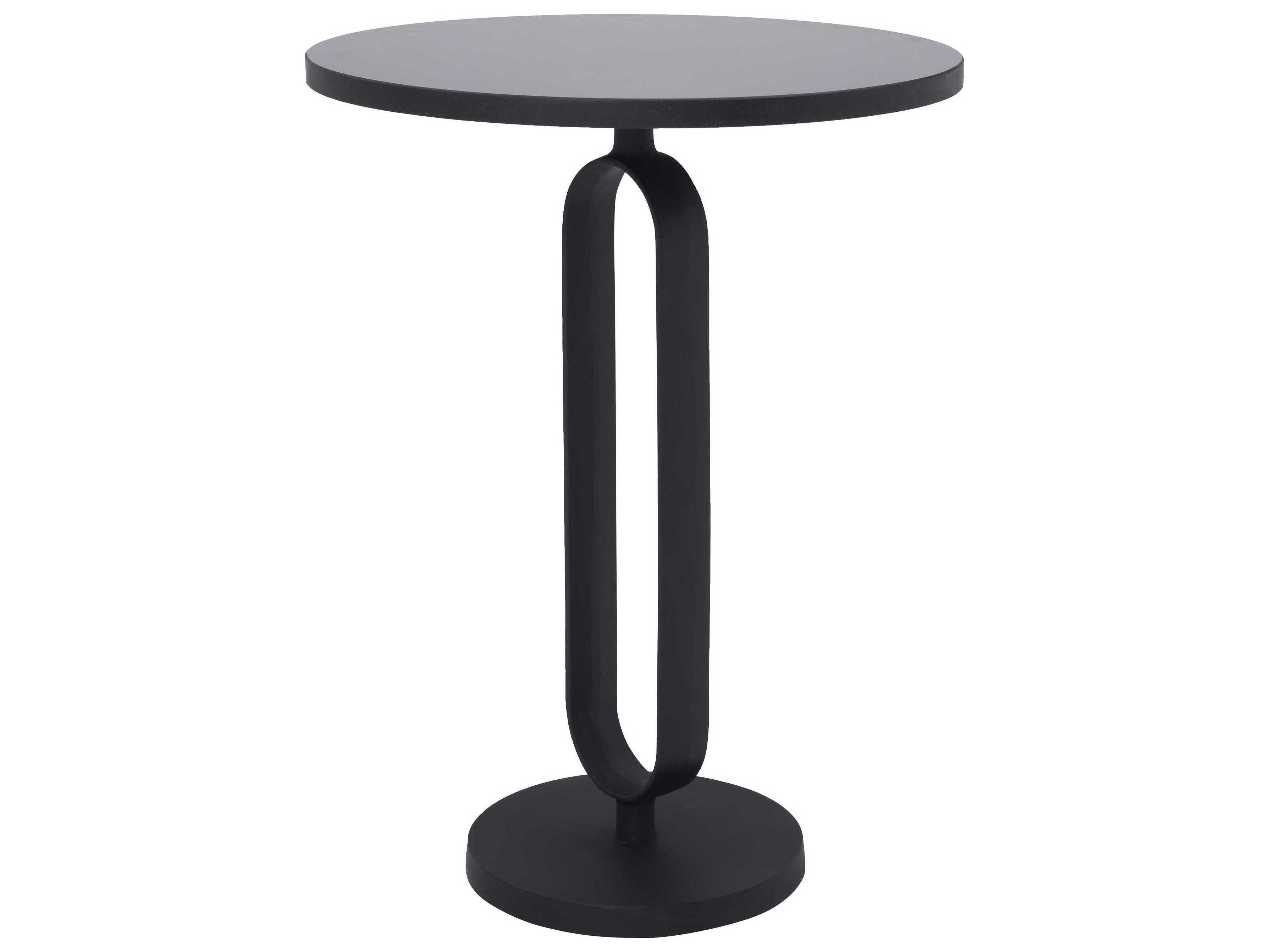 Renwil Eryx Round Stone Matte Black End Table