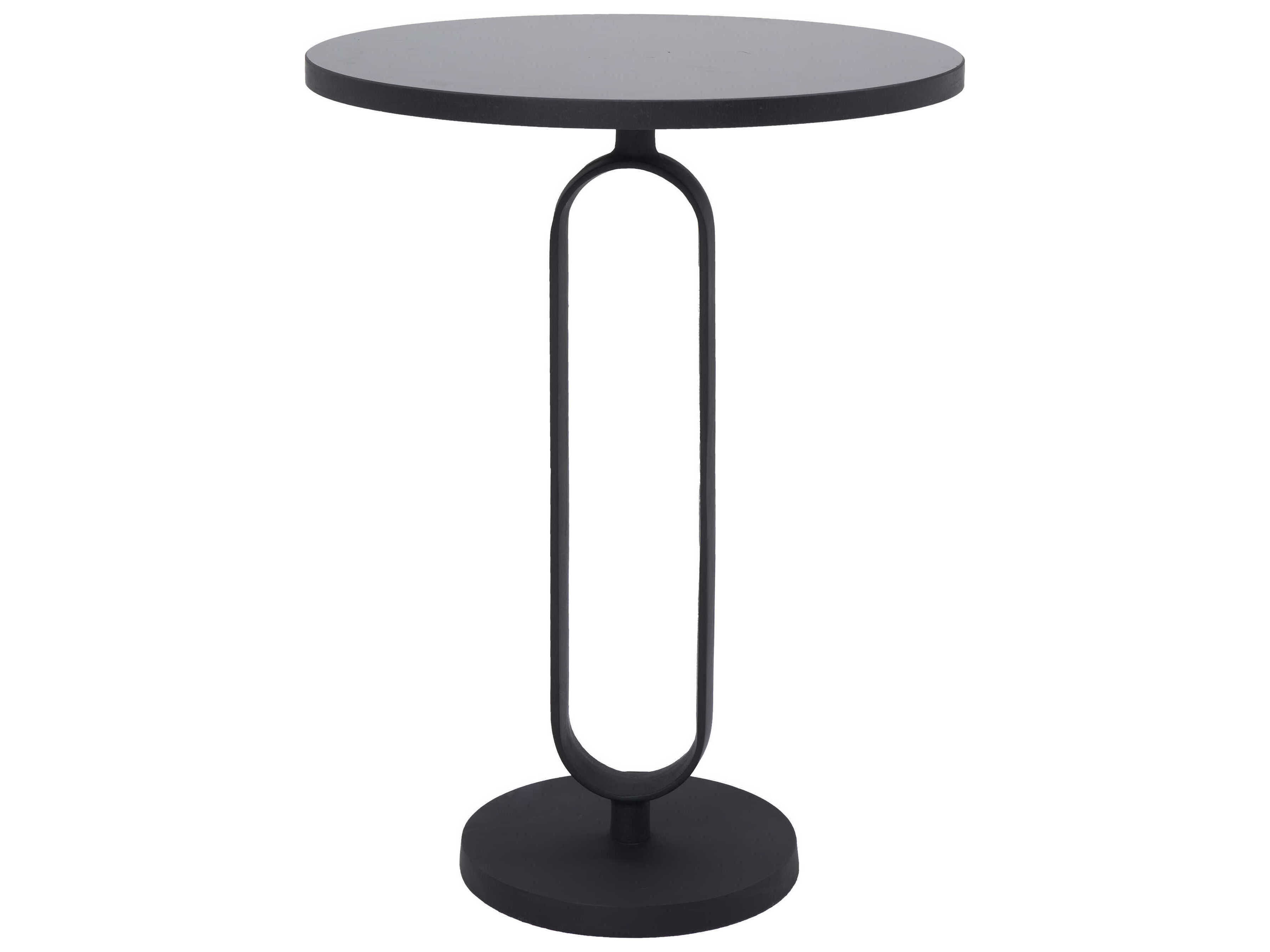 Renwil Eryx Round Stone Matte Black End Table