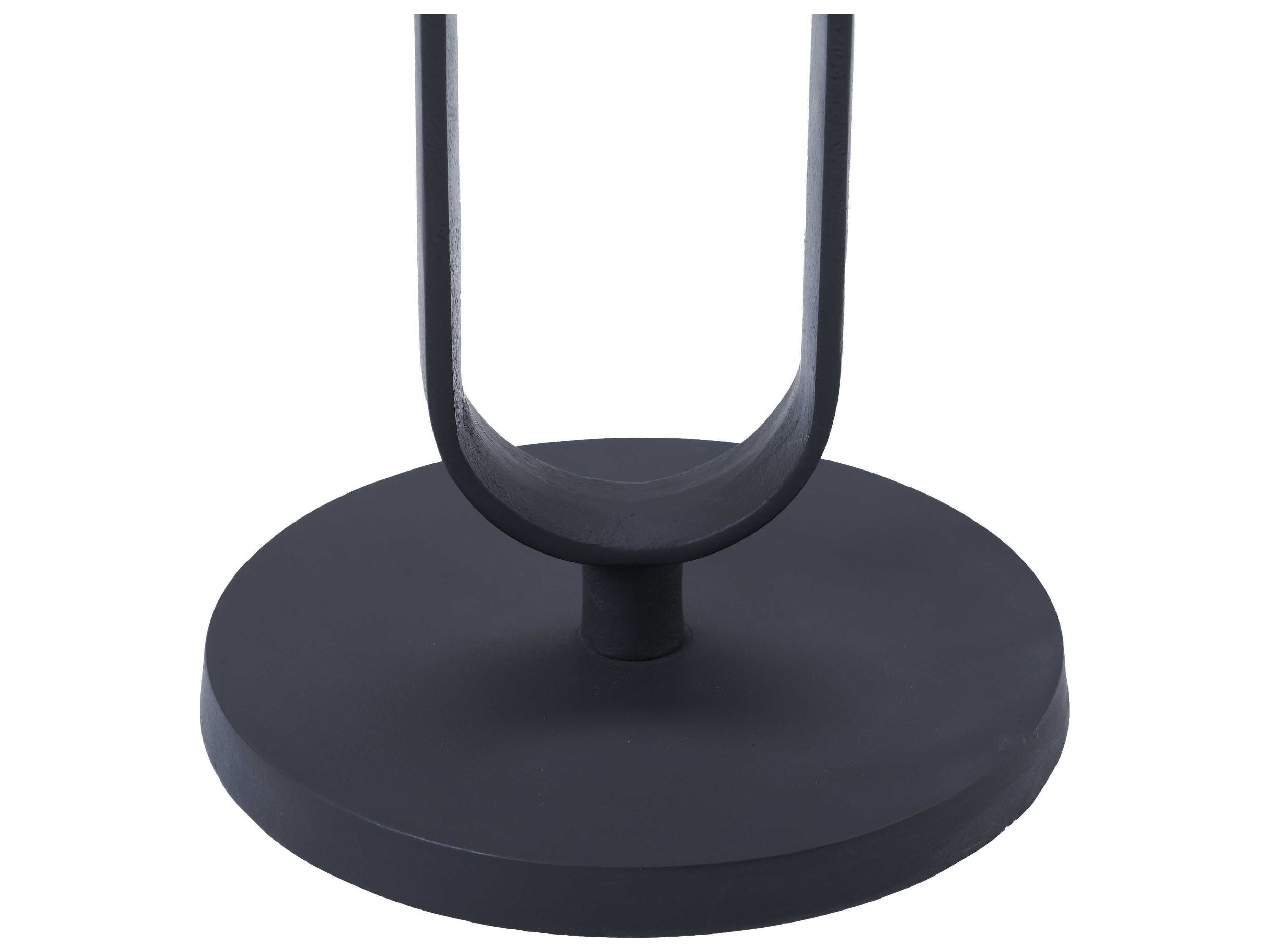 Renwil Eryx Round Stone Matte Black End Table