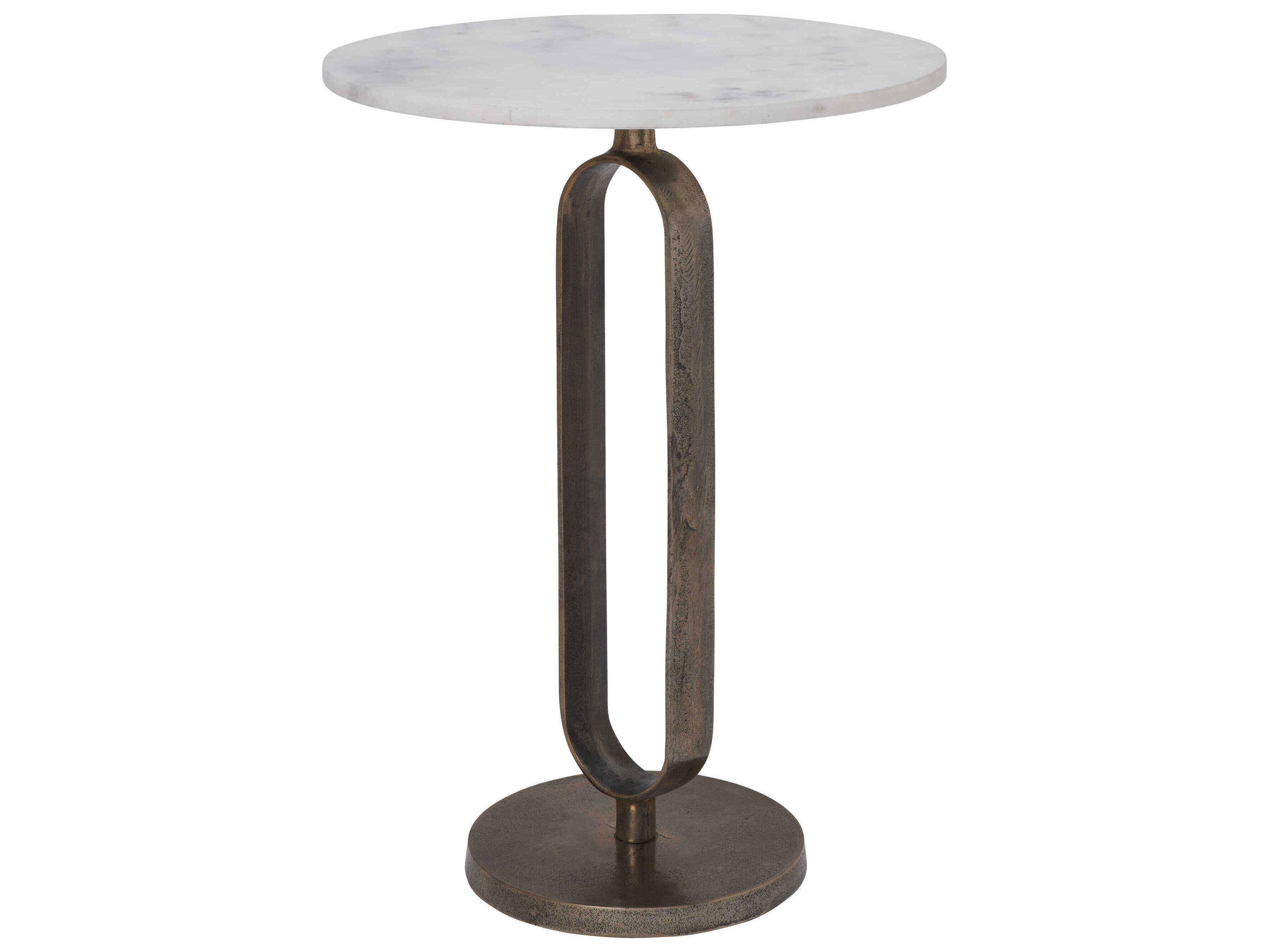 Renwil Irene Round Marble Antique Brass End Table