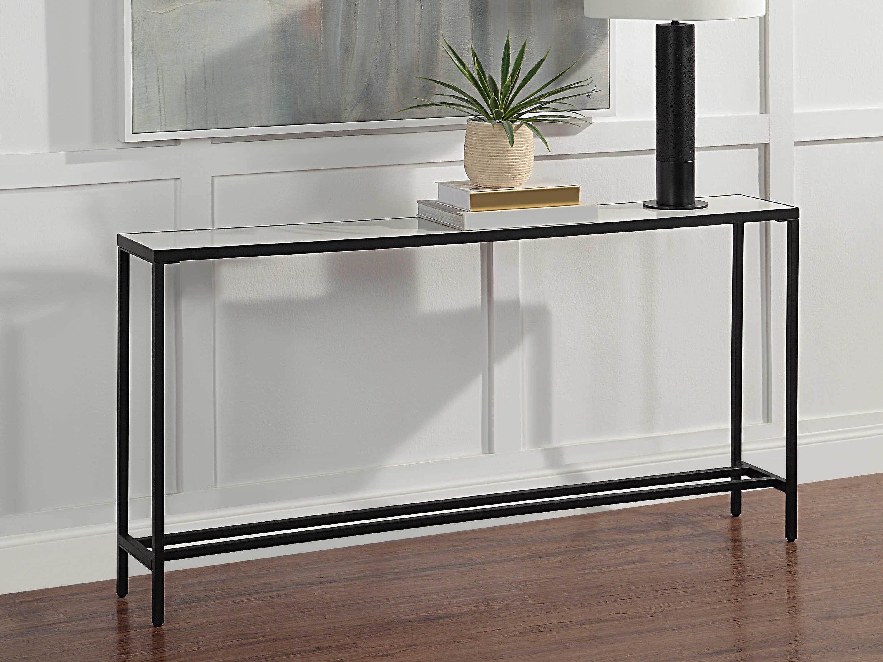 Renwil Bodin Rectangular Stone Matte Black Console Table