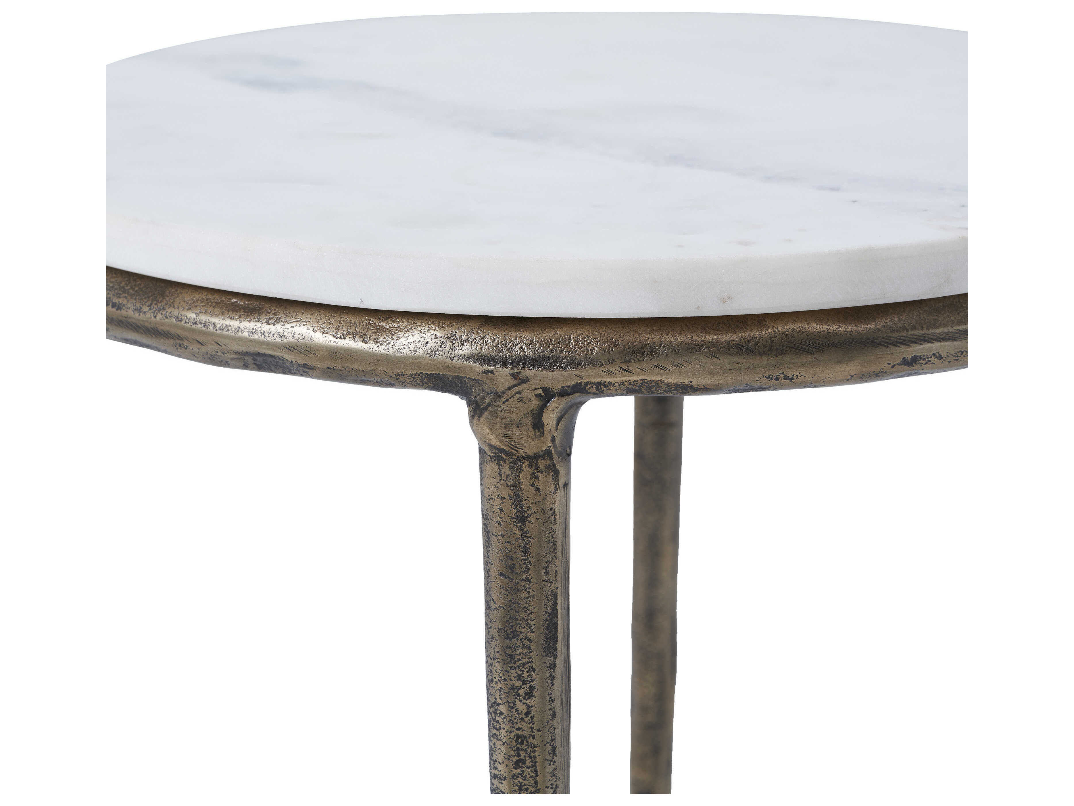 Renwil Pearson Round Marble Antique Brass End Table