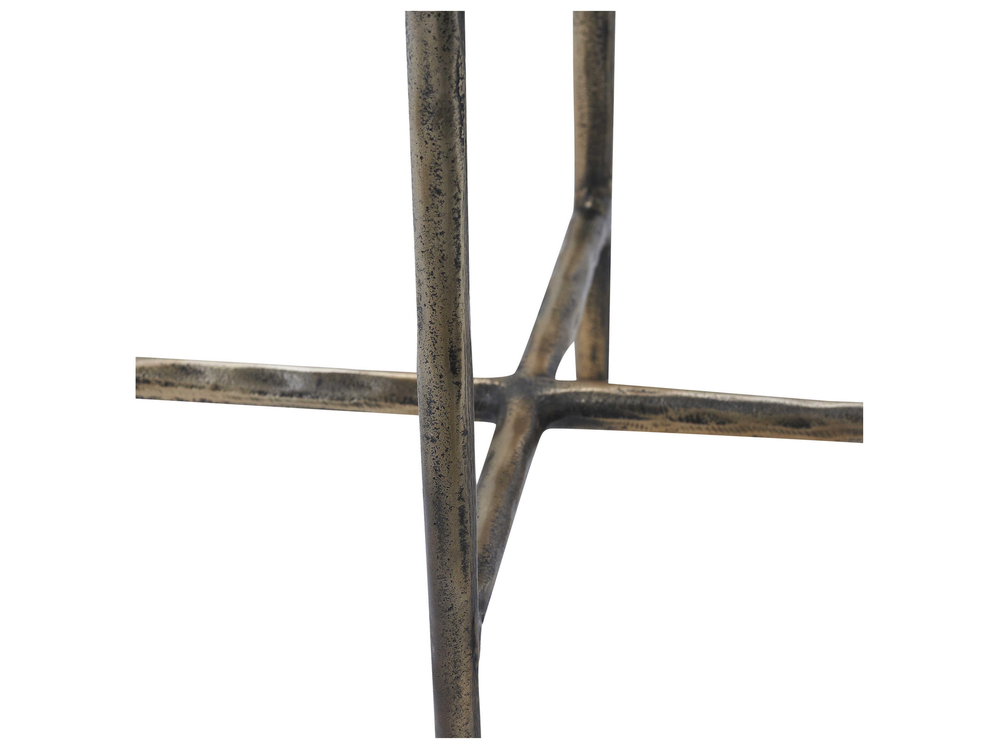 Renwil Pearson Round Marble Antique Brass End Table