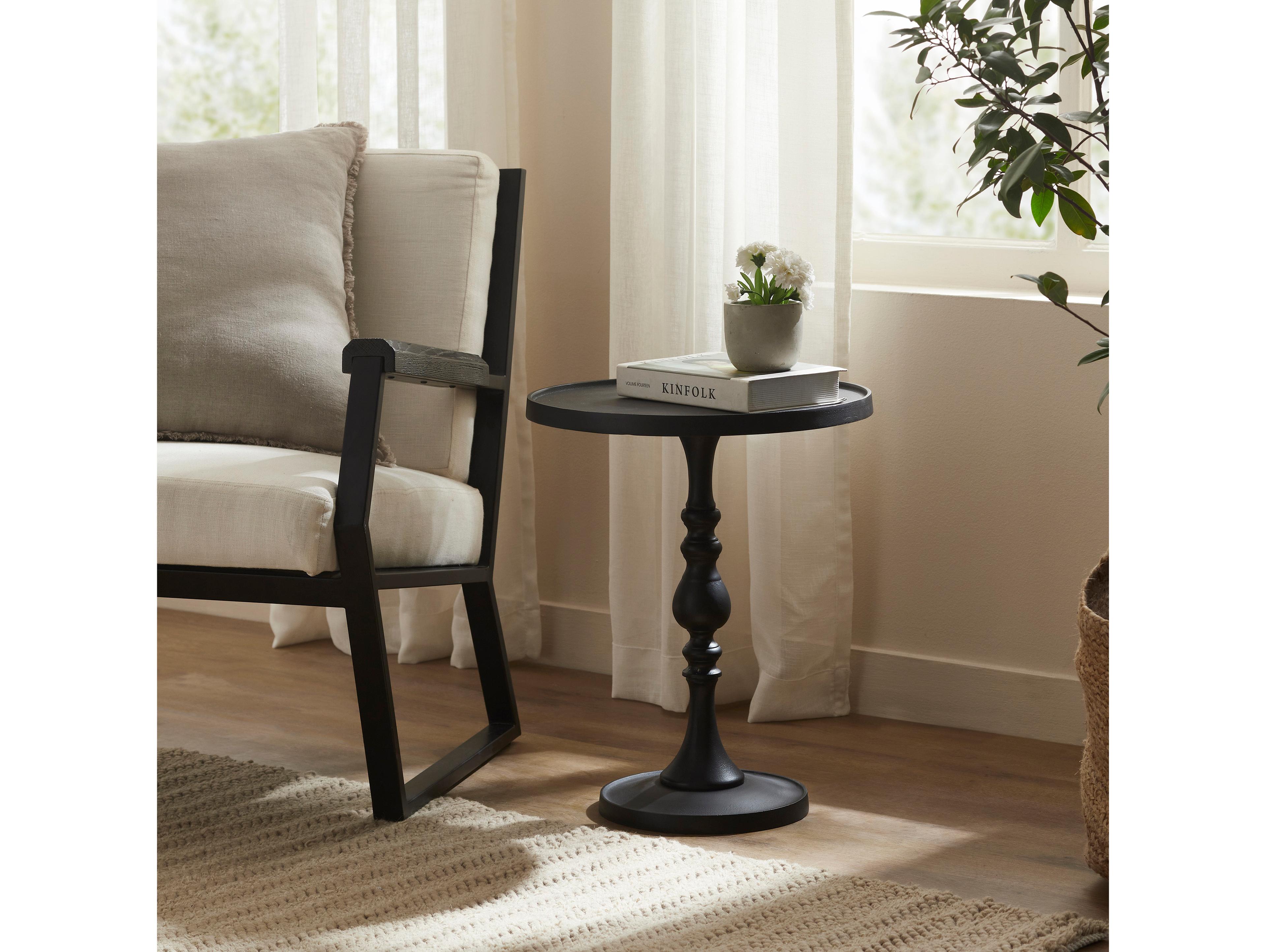 Renwil Yates Round Metal Matte Black End Table