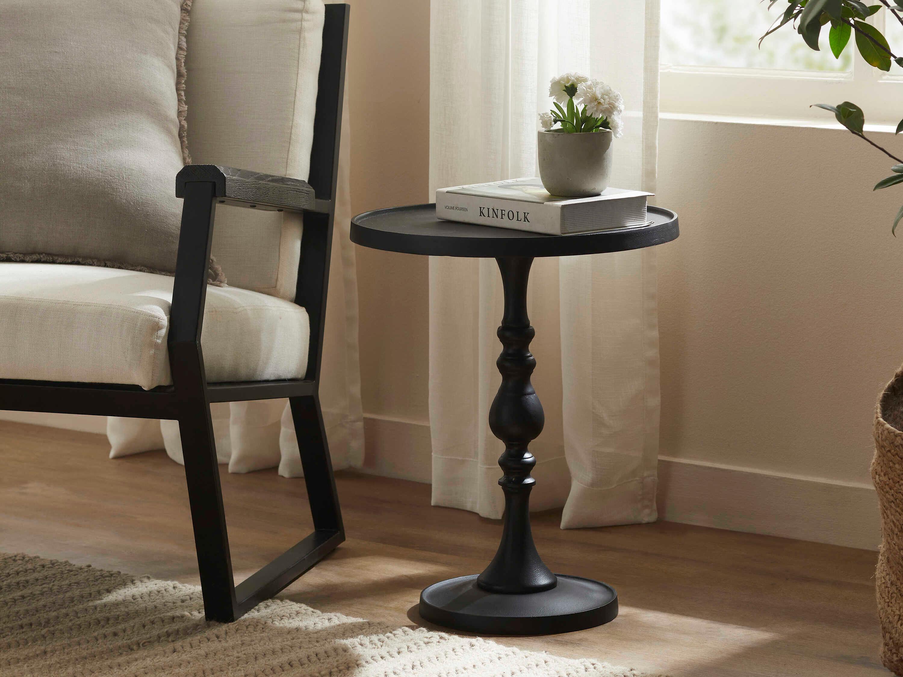 Renwil Yates Round Metal Matte Black End Table