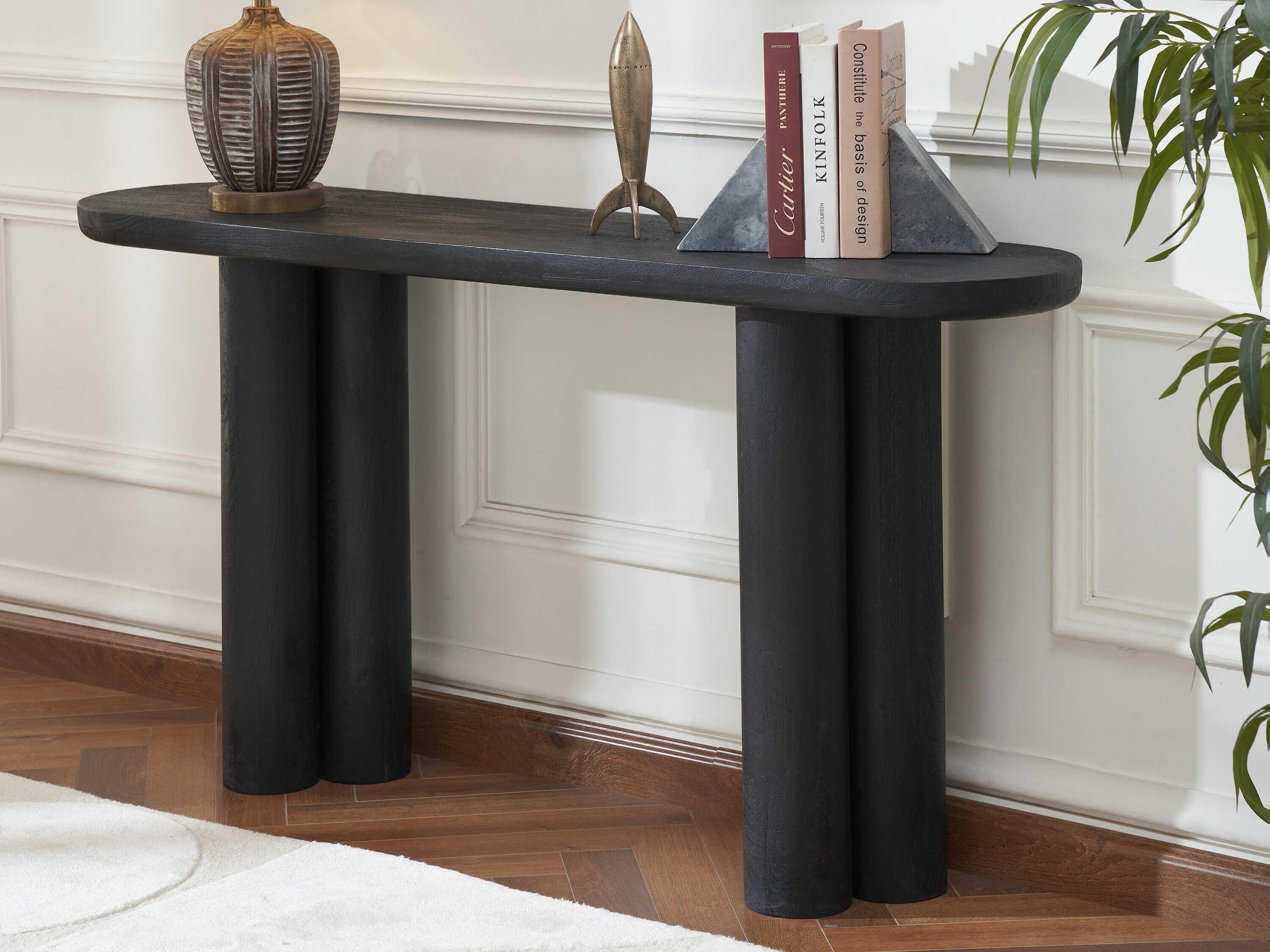 Renwil Dayna Oval Wood Black Console Table