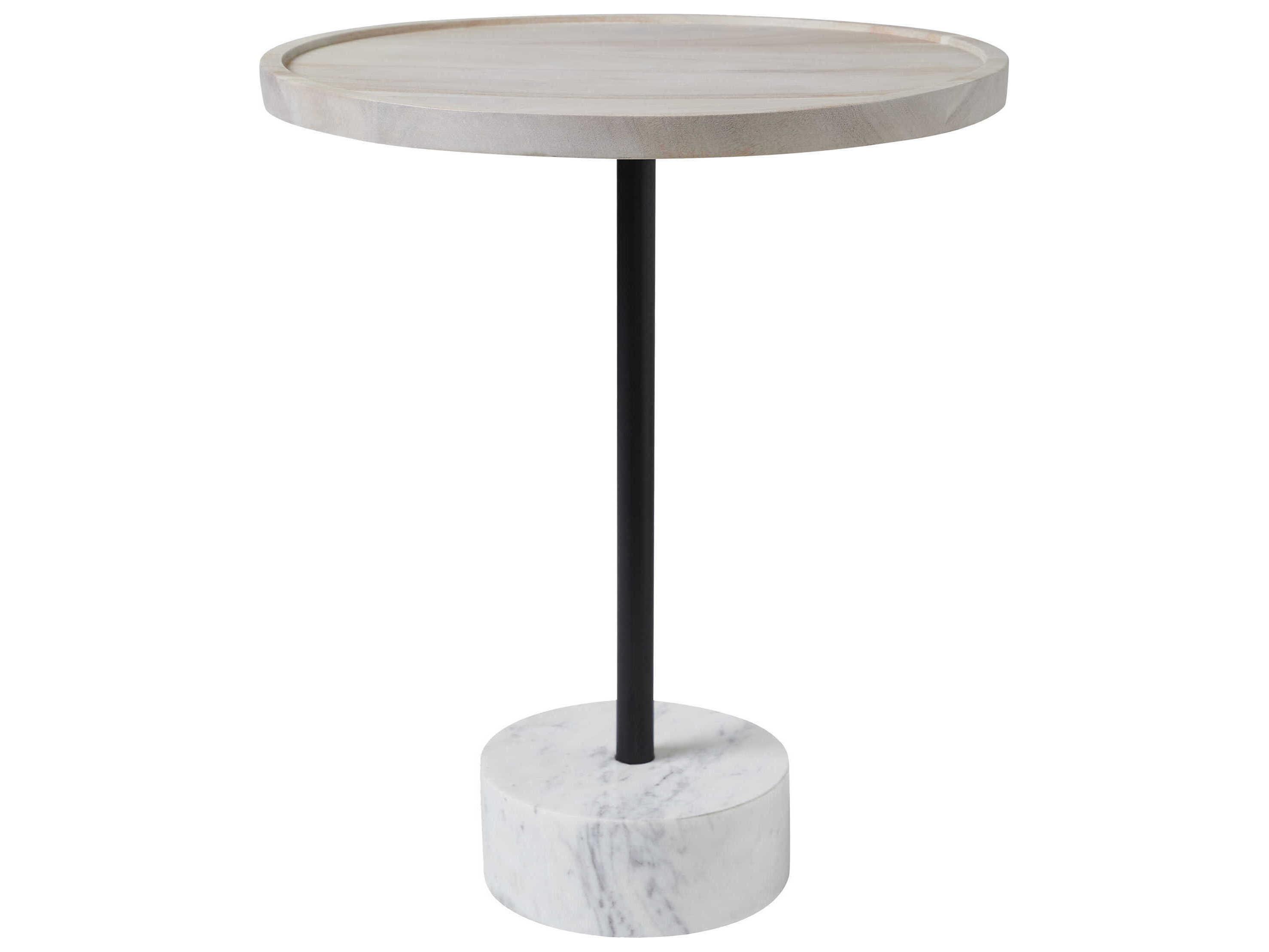 Renwil Antares Round Wood Whitewash End Table