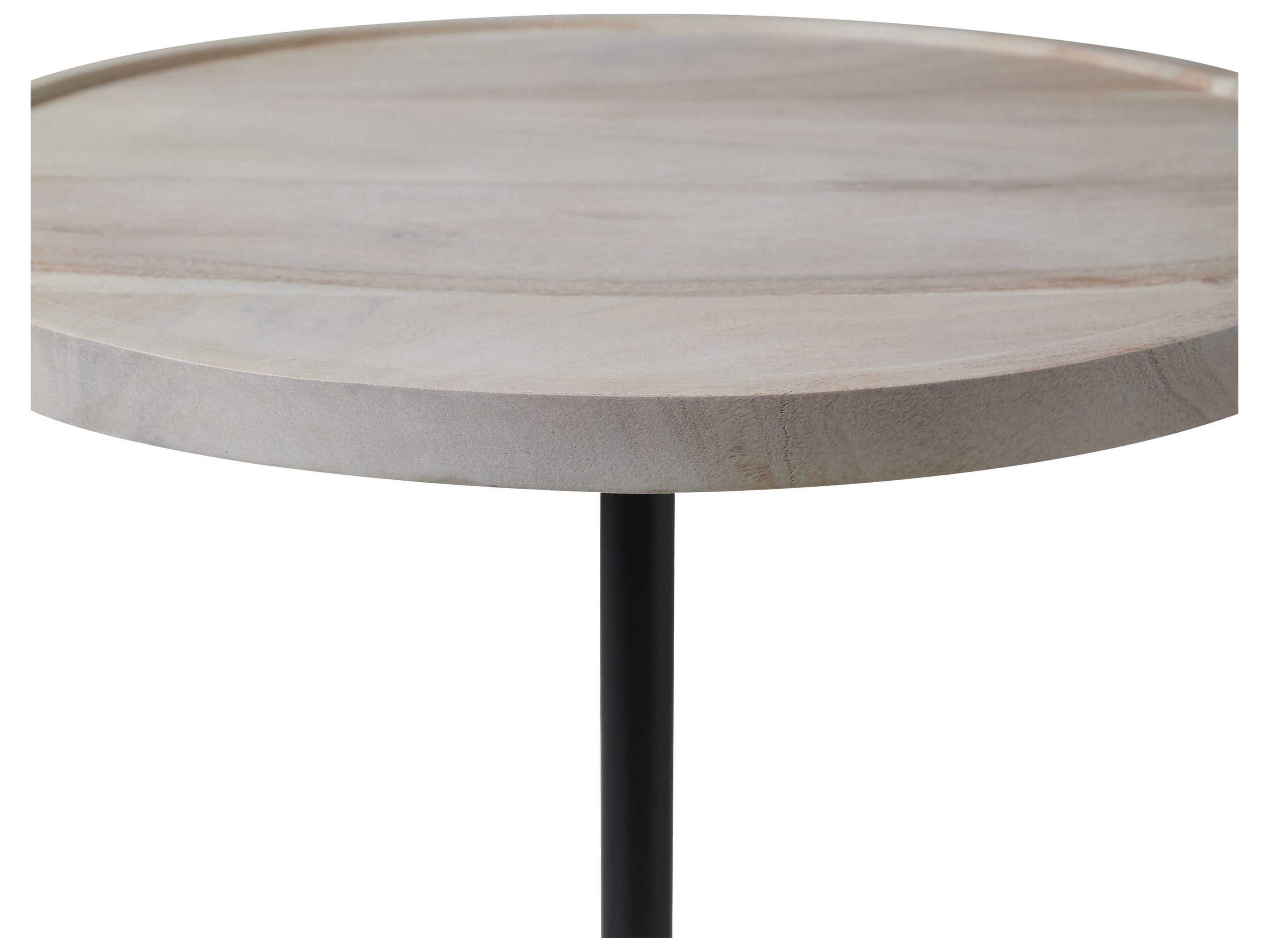 Renwil Antares Round Wood Whitewash End Table