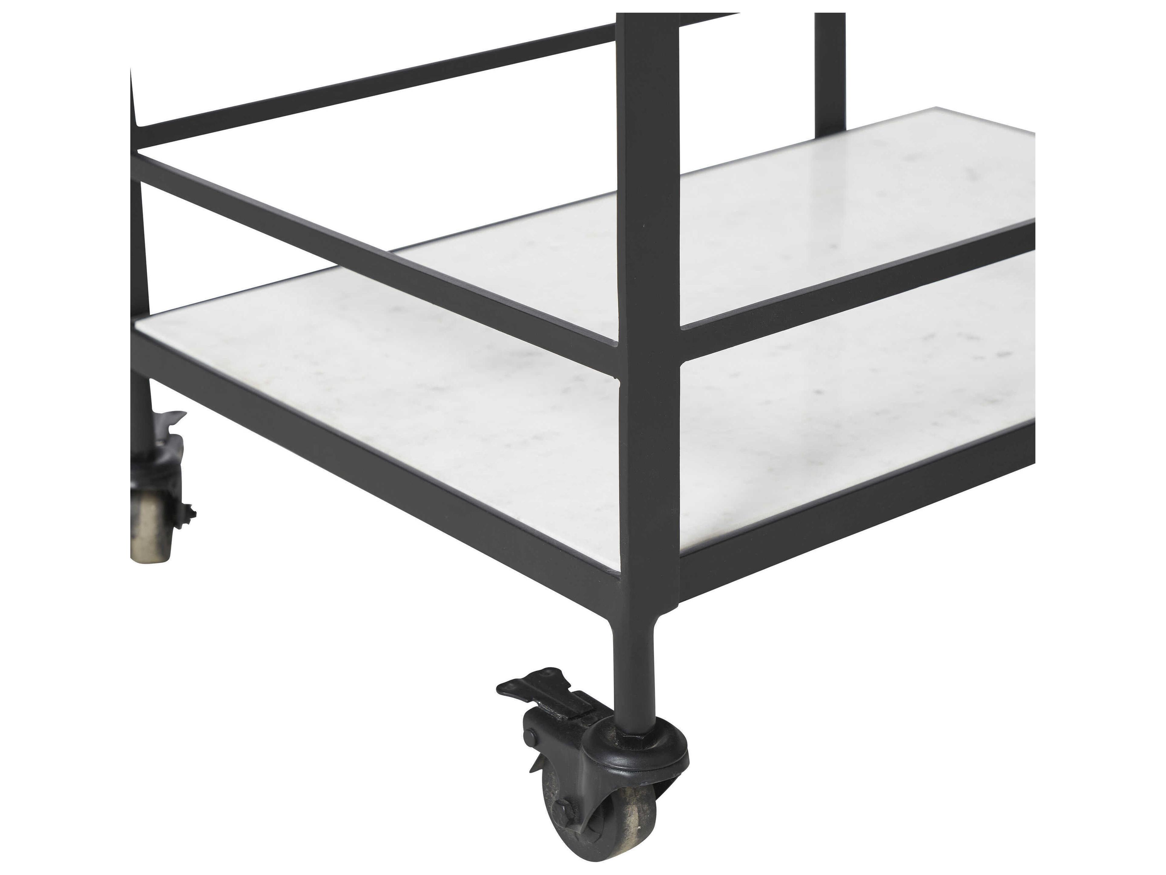 Renwil Marble Matte Black Colton Bar Cart