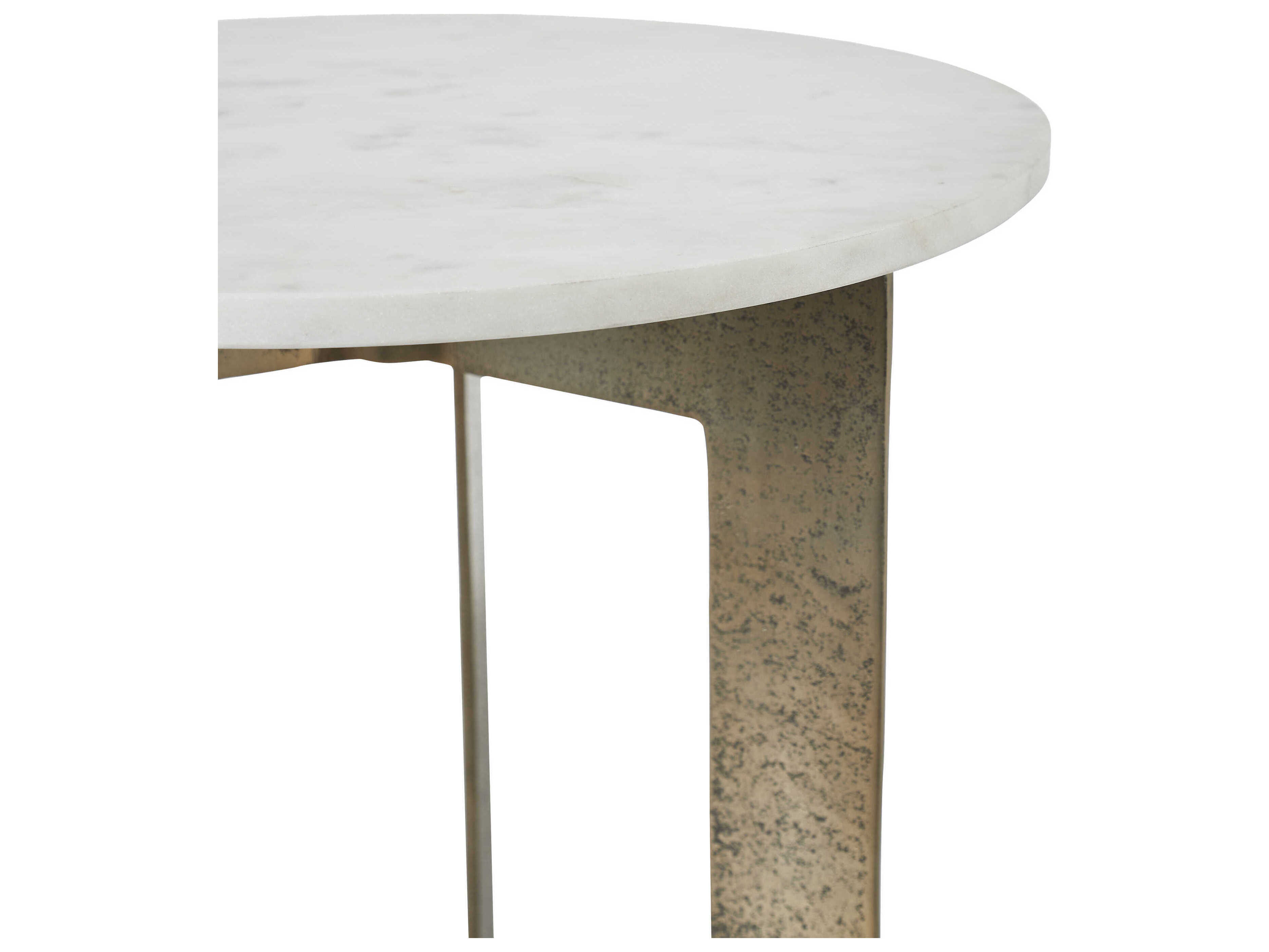 Renwil Hera Round Marble Antique Brass End Table