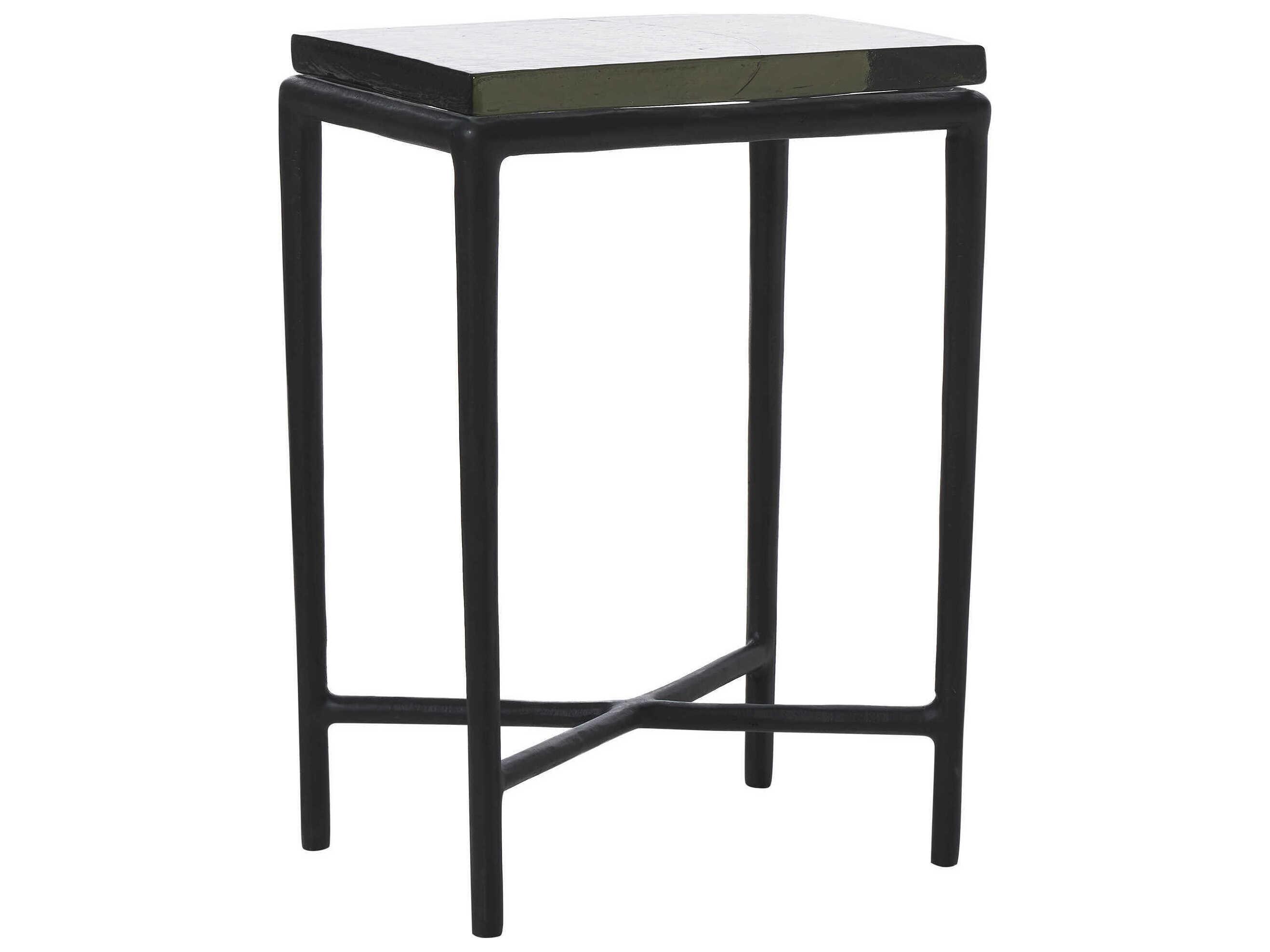 Renwil Aria Rectangular Glass Black End Table