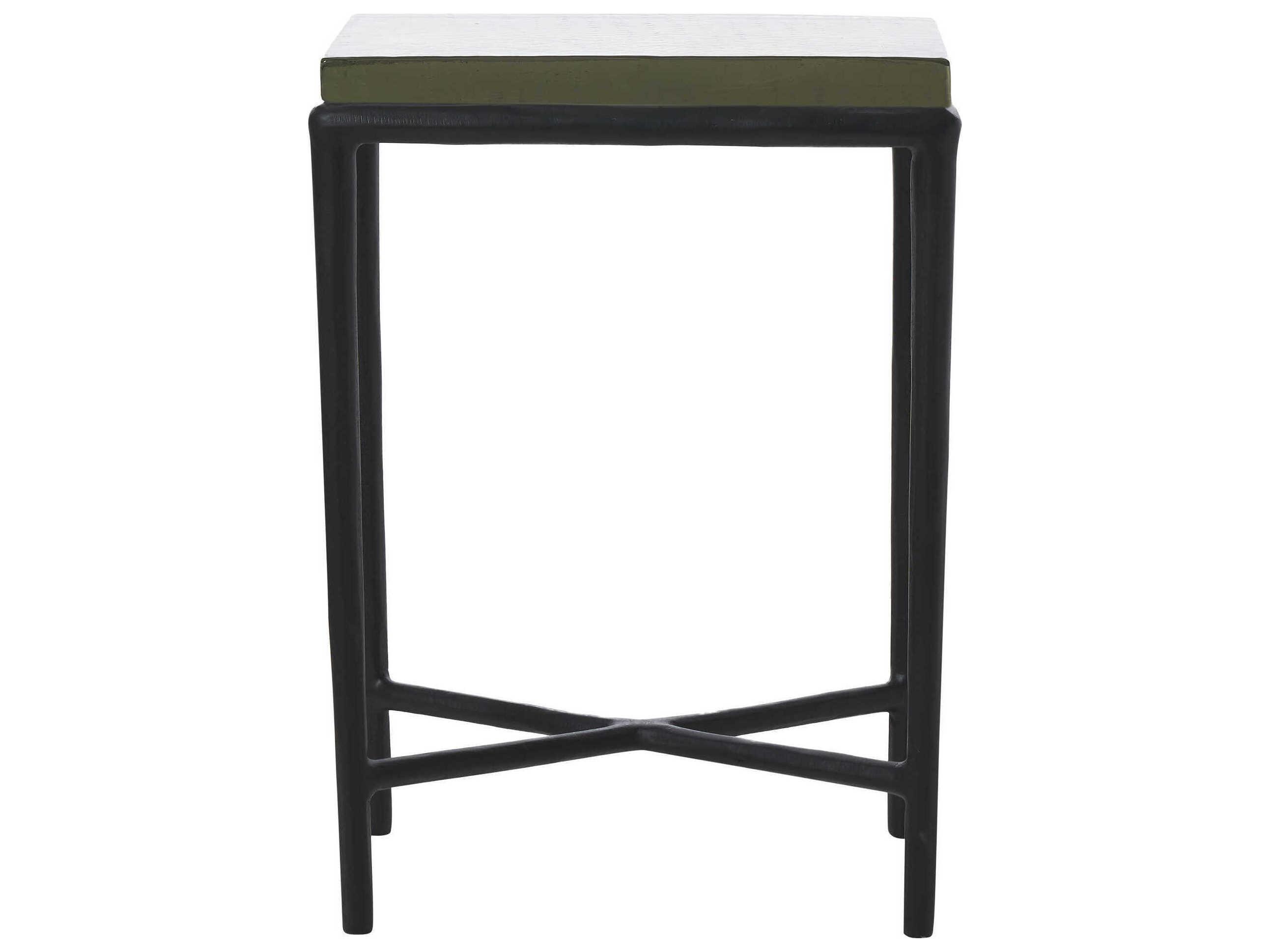 Renwil Aria Rectangular Glass Black End Table