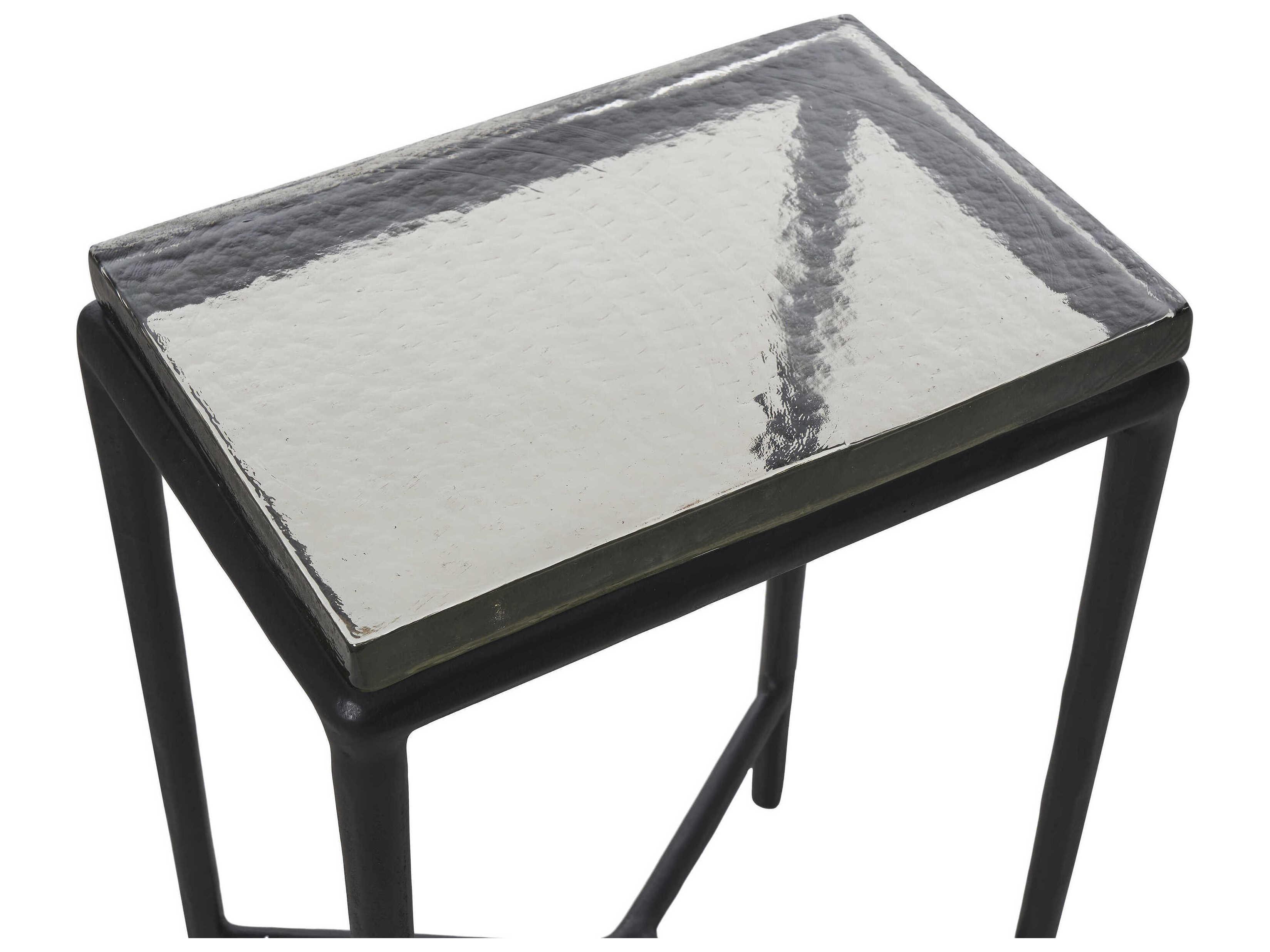 Renwil Aria Rectangular Glass Black End Table