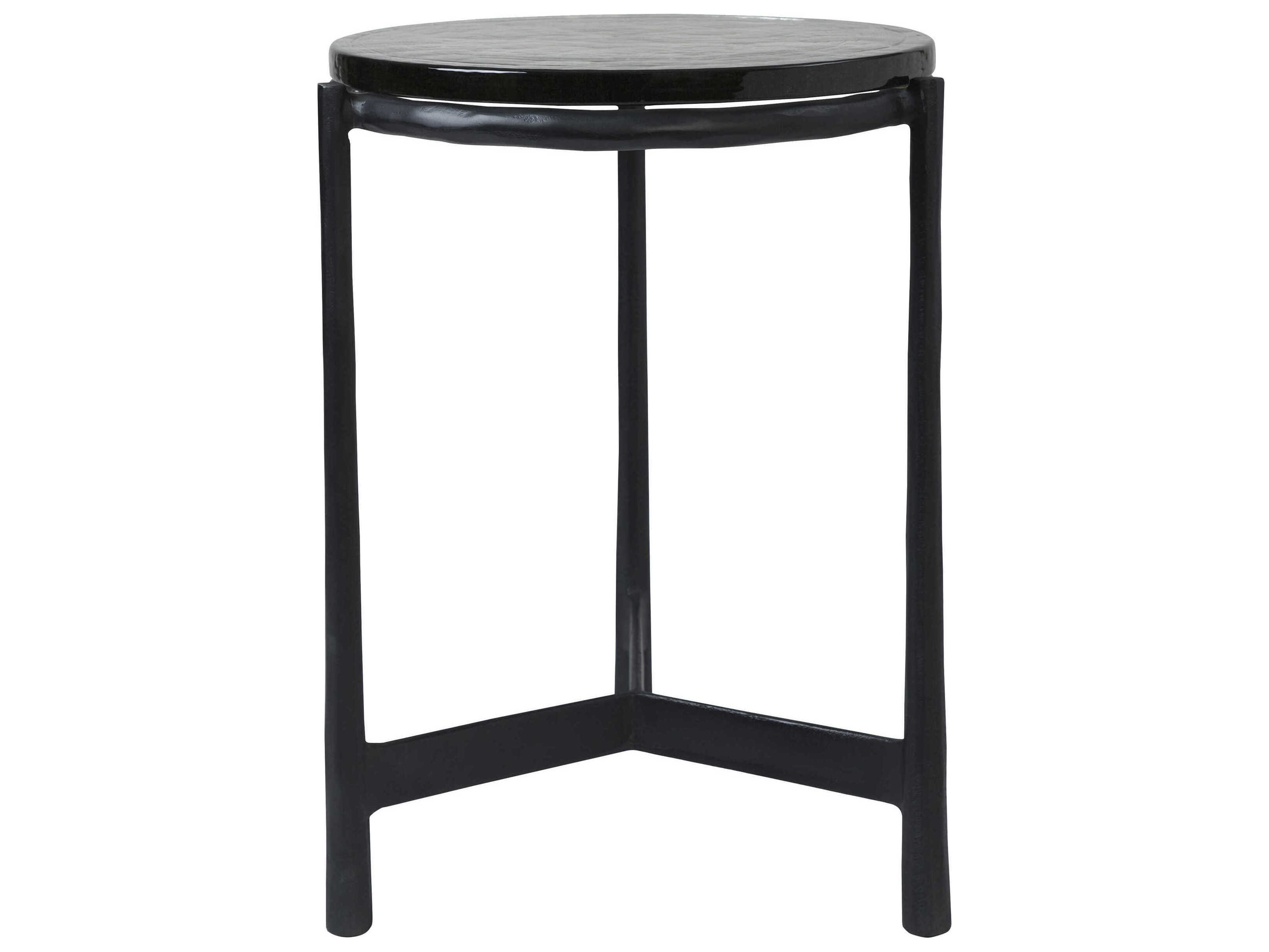 Renwil Avila Round Glass Black End Table