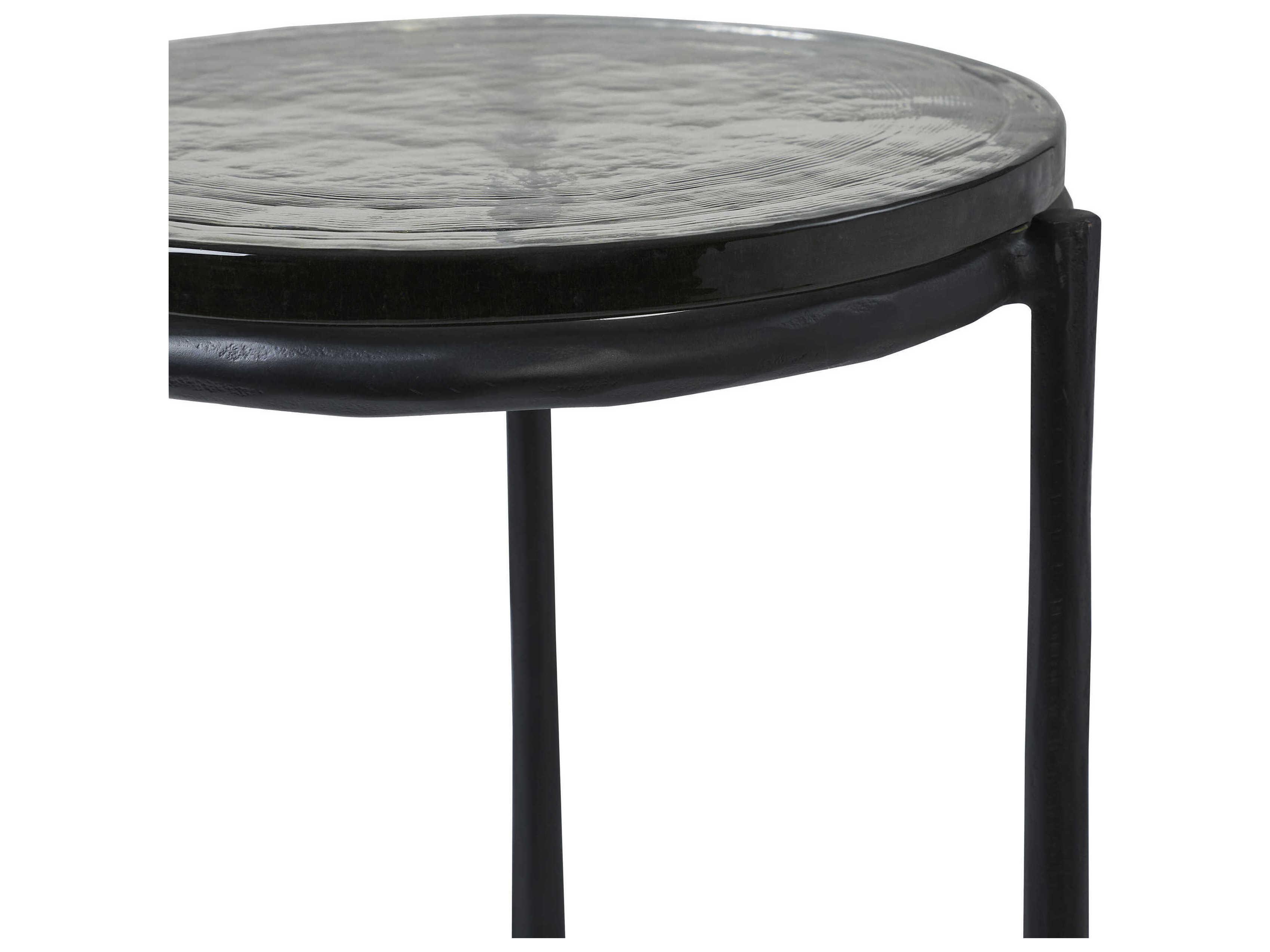 Renwil Avila Round Glass Black End Table