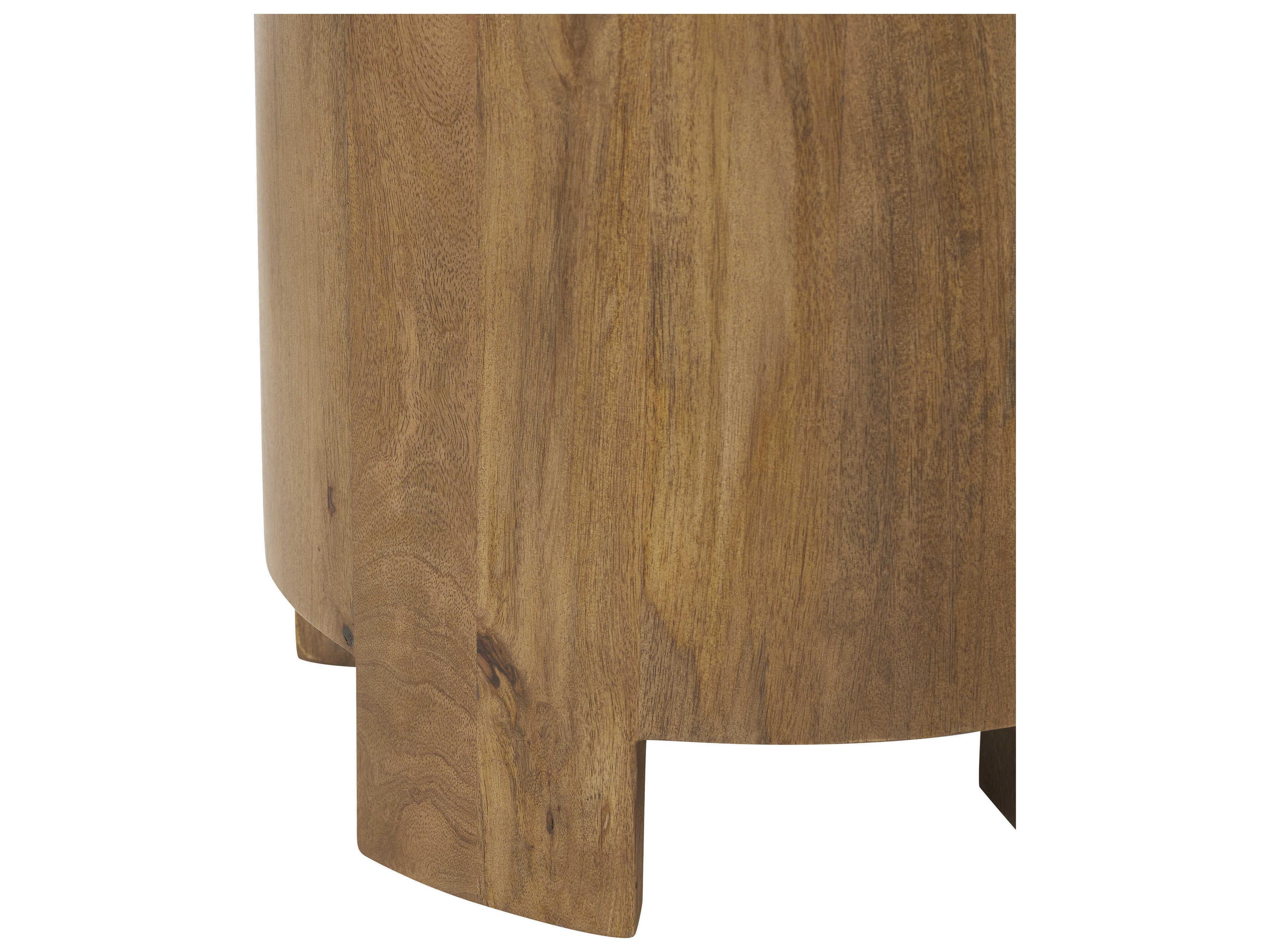 Renwil Salvatore Round Wood Light Brown End Table