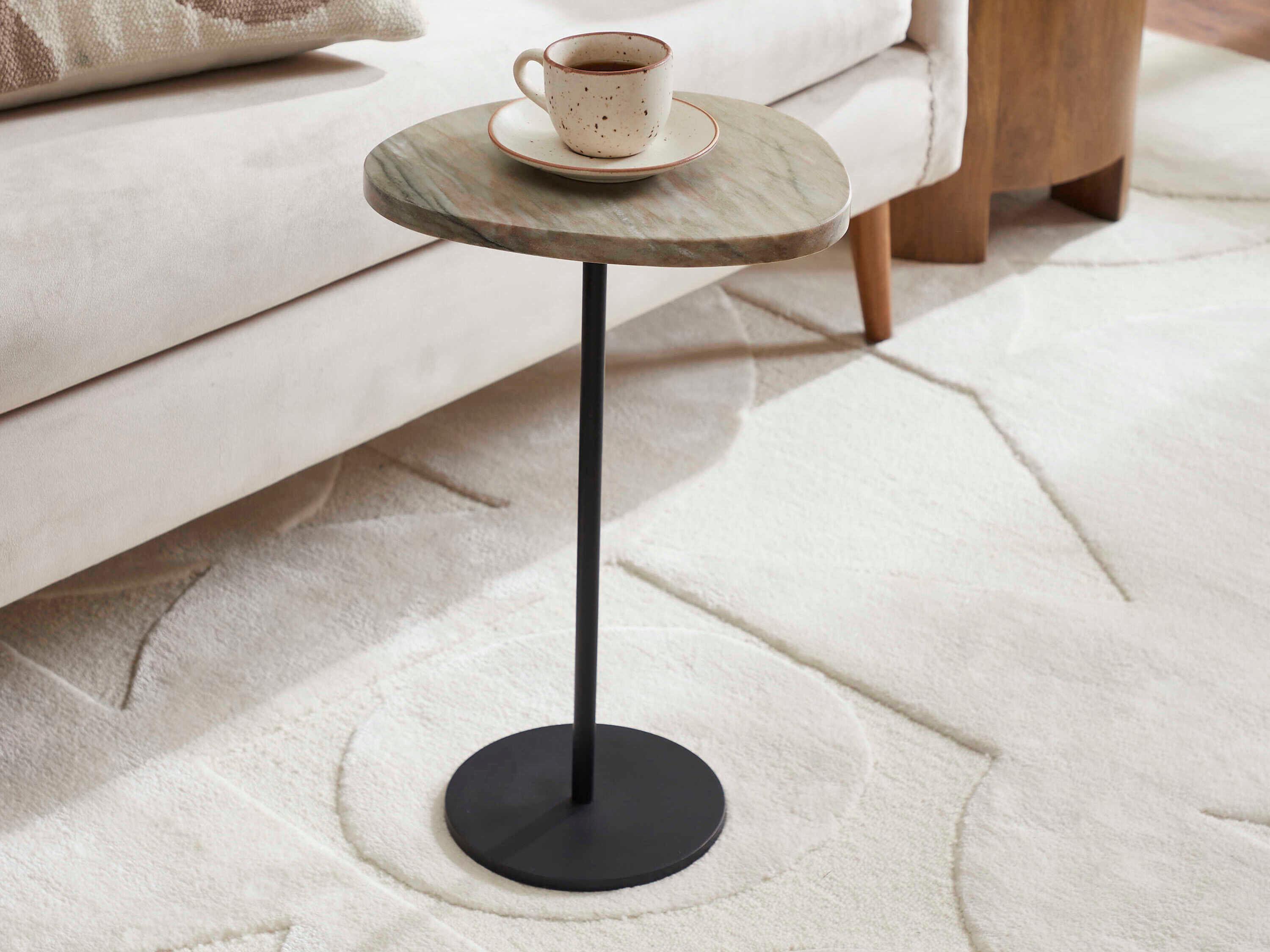 Renwil Bethany Marble Venezia Brown Black End Table