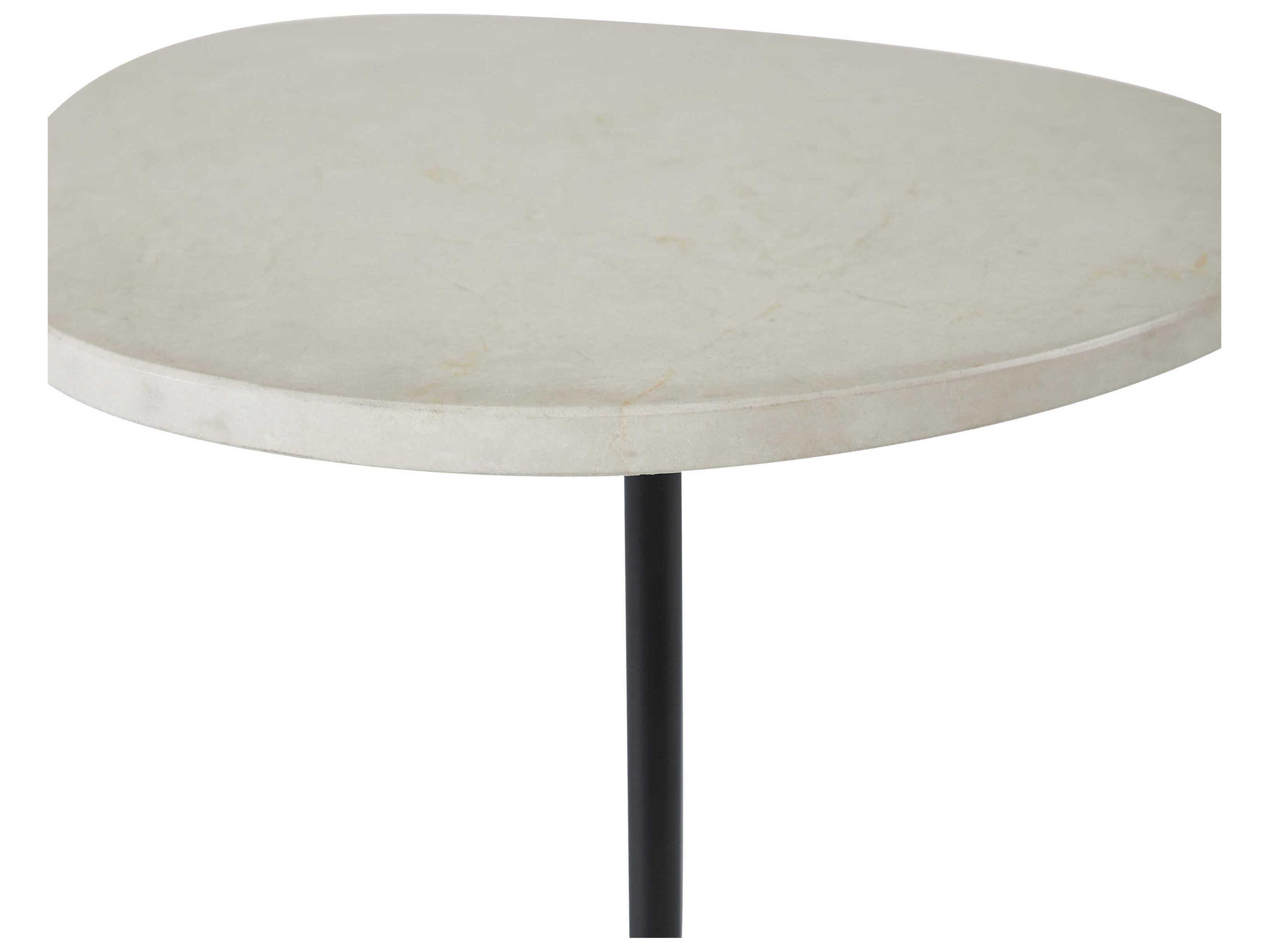 Renwil Chelsea Marble Botticino Beige Black End Table